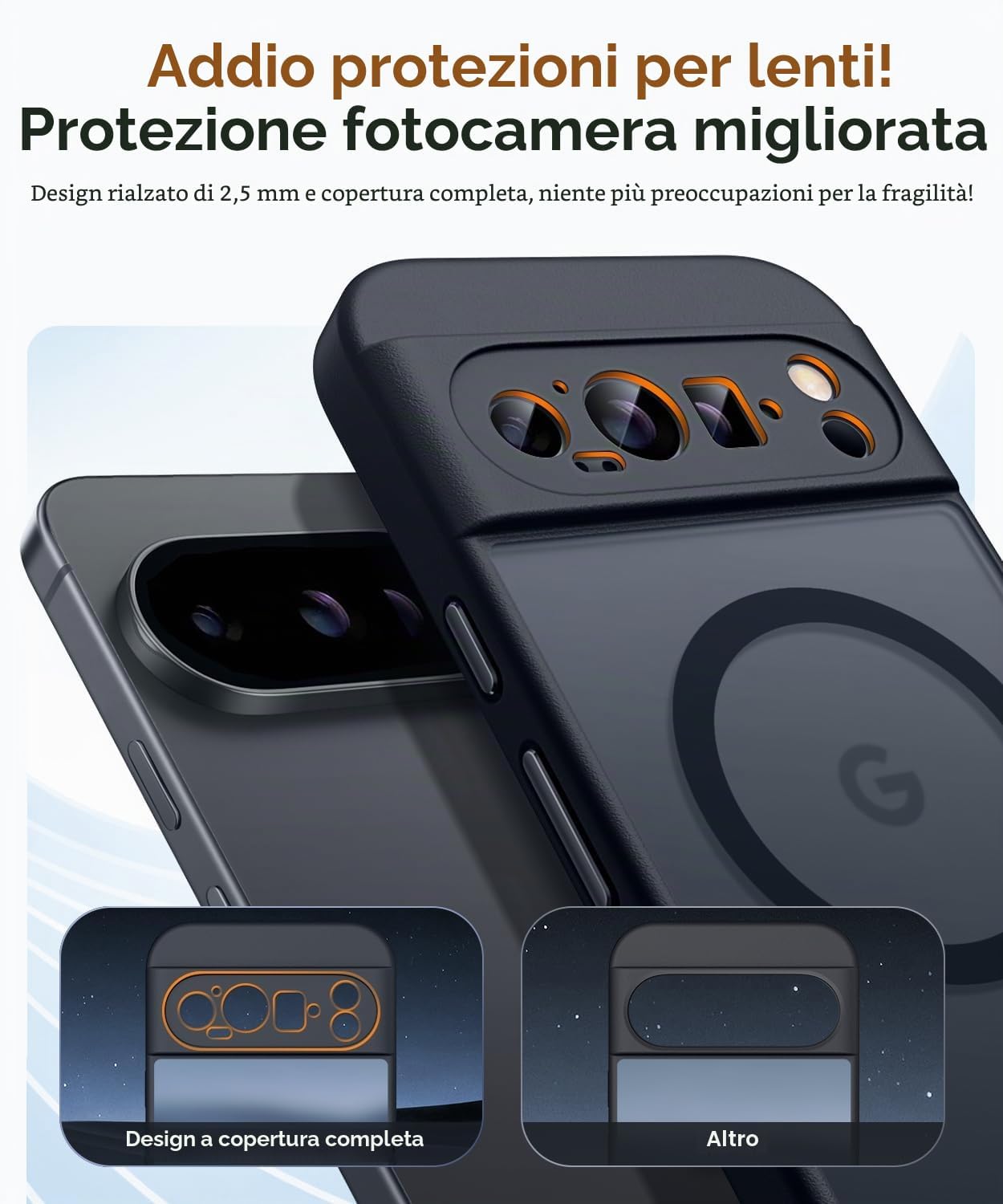 Detalle de CANSHN Cover Magnetica per Google Pixel 9 Pro (6.3") – Protezione completa fotocamera, sfondo opaco e antiurto