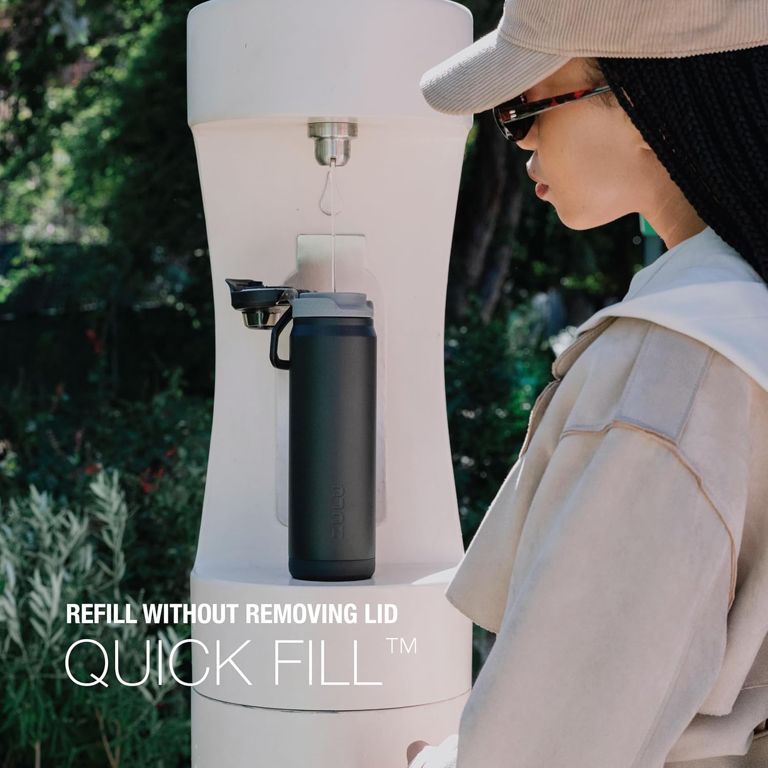 Thumbnail 2 de ZULU Powerfill Pro 40oz Stainless Steel Water Bottle with Quick Fill Lid (Leak-Proof Locking Lid) - Black