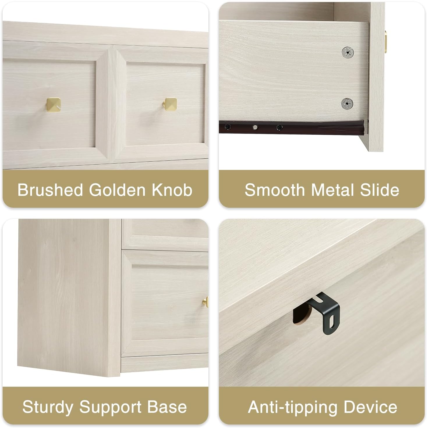 Thumbnail 6 de Yikingbay YBKDG002 5-Drawer Dresser, Gray-White Textured Finish
