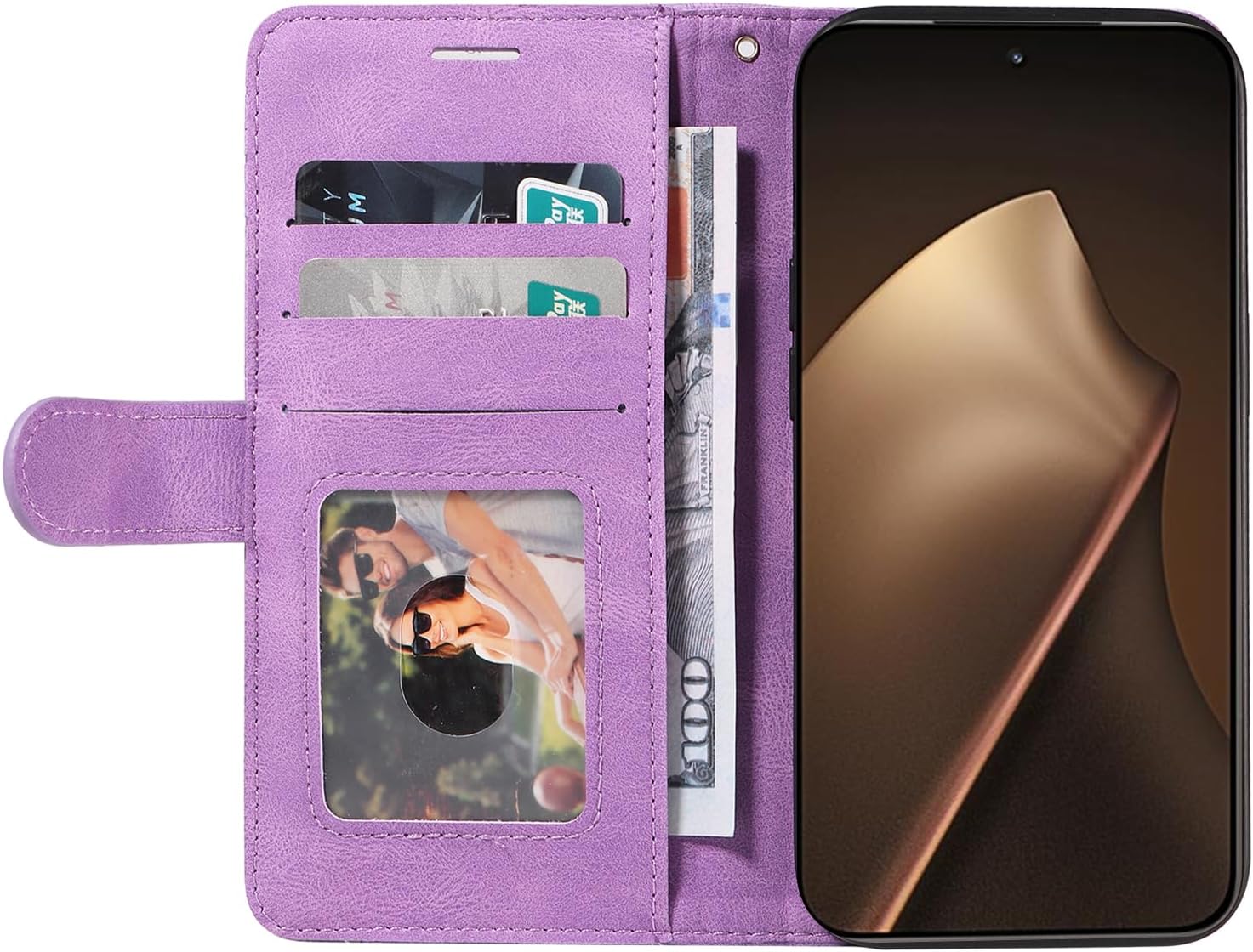 Detalle de CXTcase Flip-Hülle für Xiaomi 15T Pro 2025 – PU Leder, Ständer, Kartenfächer, Lila