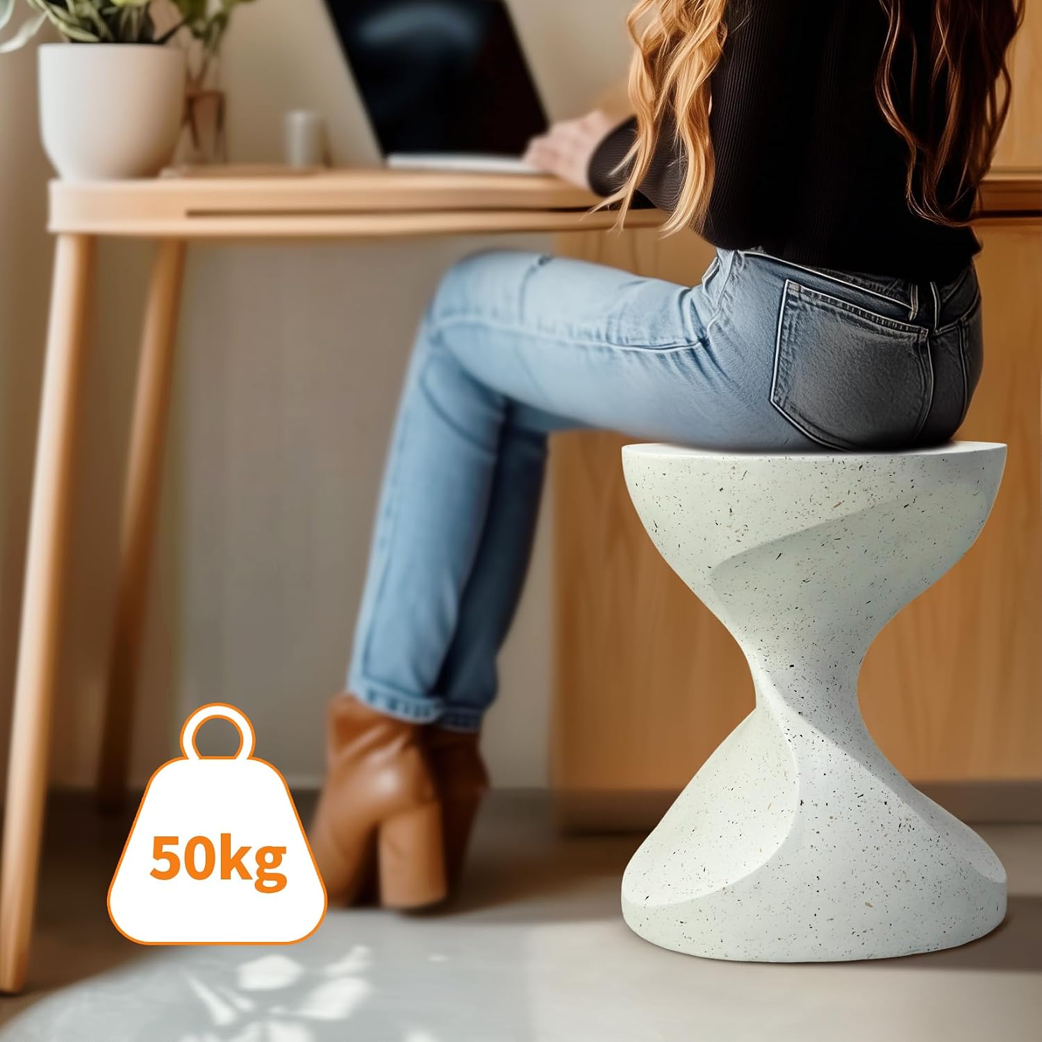 Thumbnail 6 de Wisfor XZ1626 Round Concrete Side Table, White, Indoor/Outdoor
