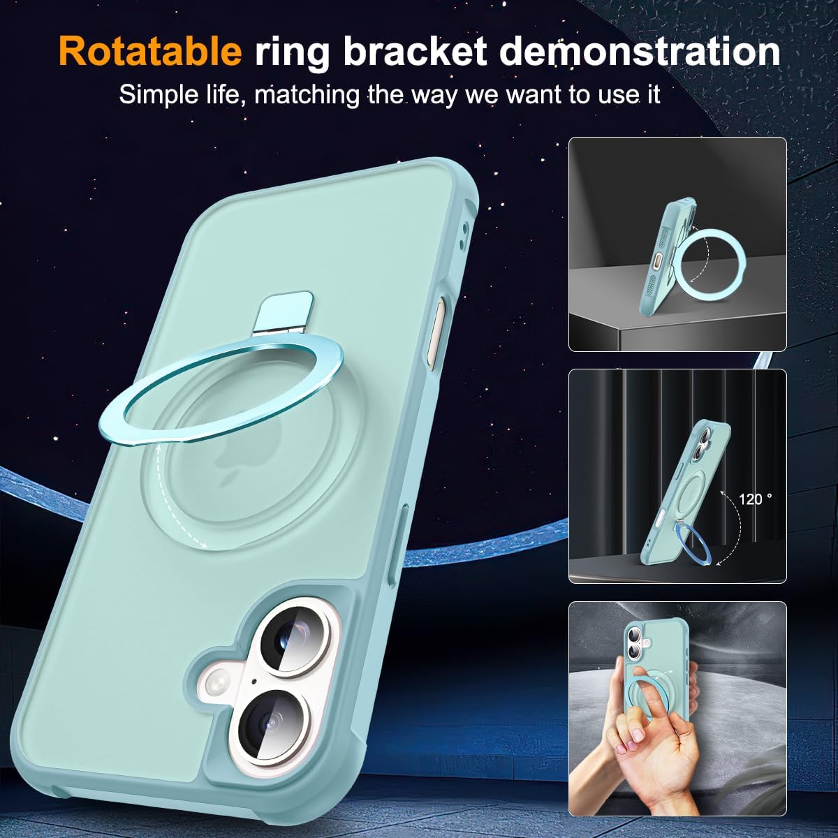 Thumbnail 1 de SKYLMW iPhone 17 Case with Invisible Magnetic Ring Stand and Military-Grade Protection