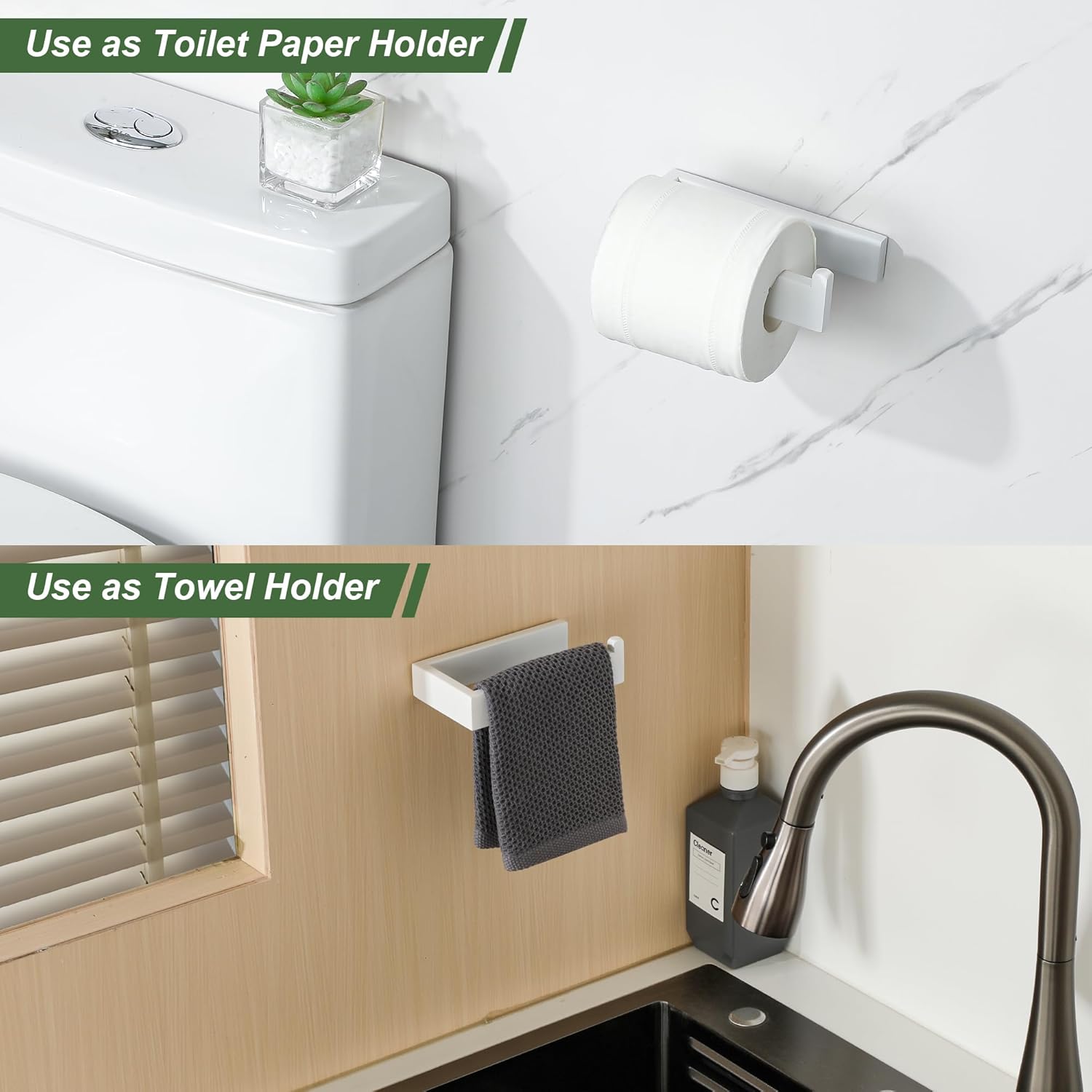Thumbnail 6 de SAYAYO Dérouleur Porte Papier Toilette Mural en Acier Inoxydable 150 mm – Blanc (EGKN2211-W)