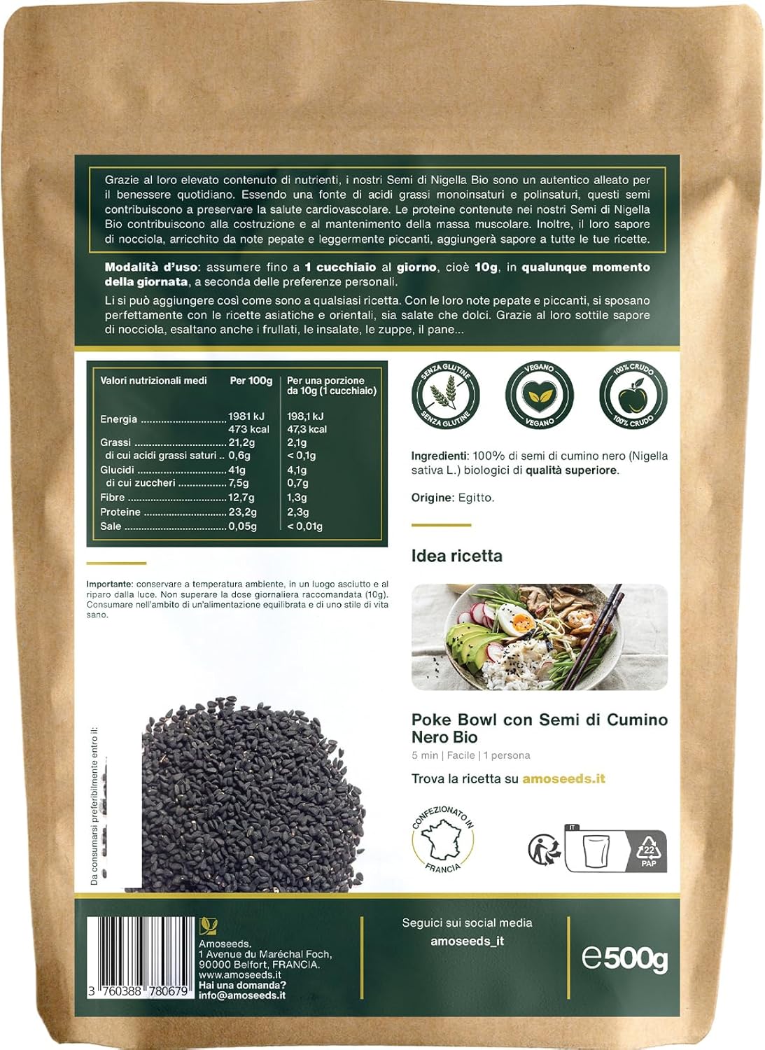 Thumbnail 4 de Semi di Cumino Nero Intero BIO 500g (Nigella sativa) – crudi e senza additivi