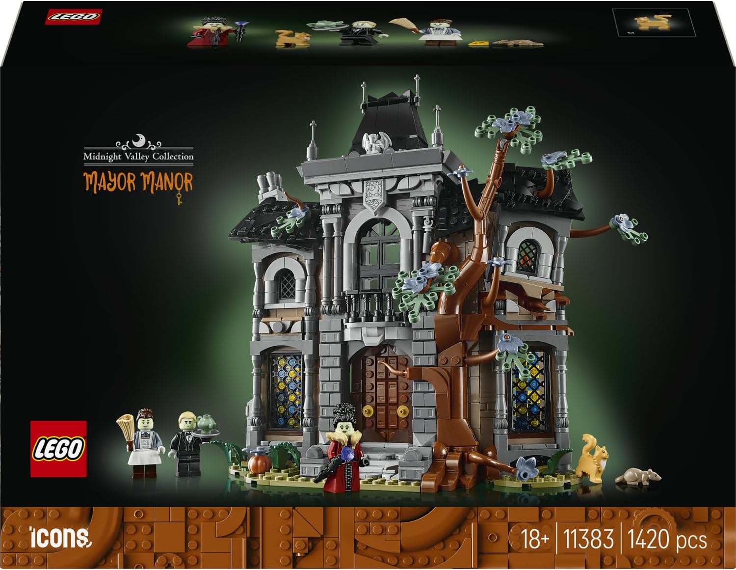 Detalle de LEGO Icons 11383 Burgemeestershuis bouwset met 3 glow-in-the-dark-minifiguren