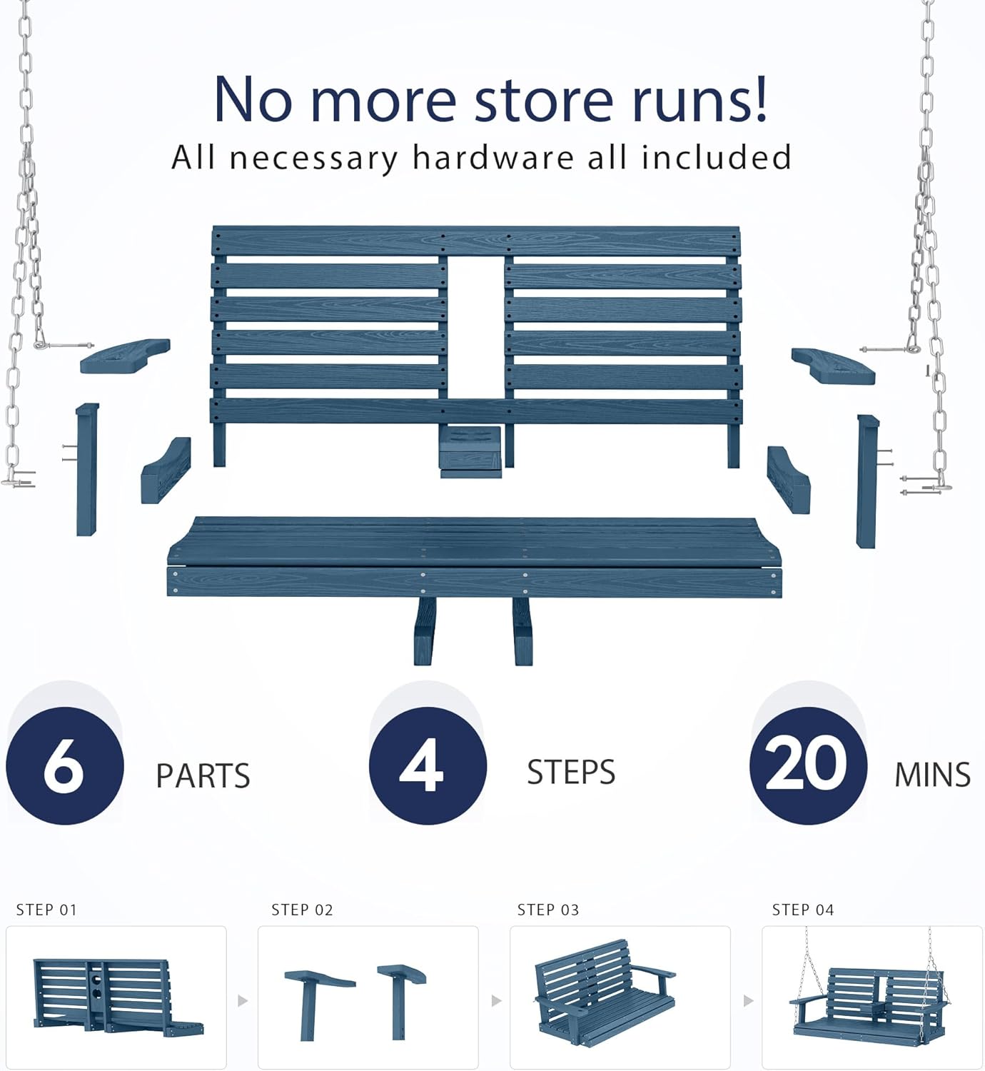 Detalle de KINGYES Outdoor Porch Swing, 660-Pound Capacity