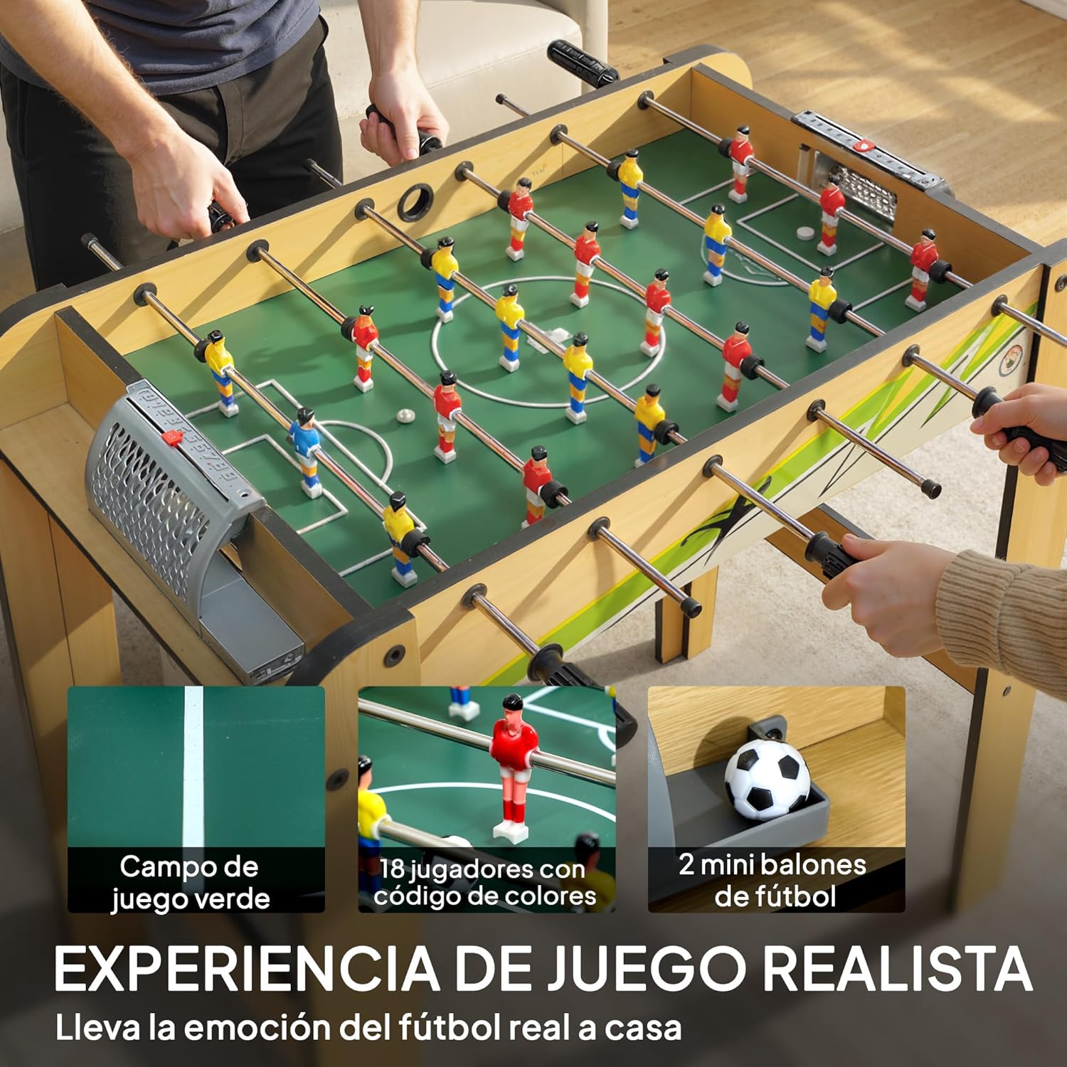 Thumbnail 2 de SPORTNOW Futbolín de Madera para Niños 75x66x75 cm