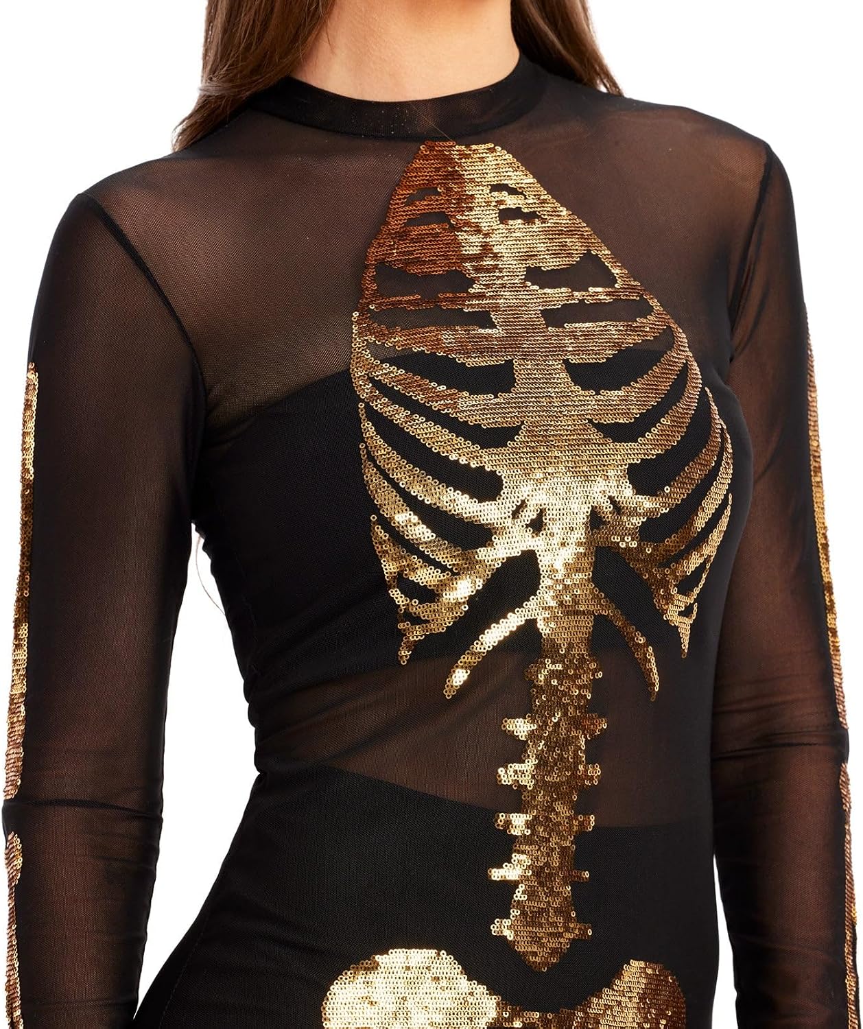 Detalle 2 de Tipsy Elves Skeleton Bodysuit in Stretch Mesh