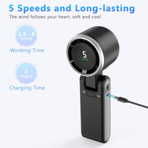 Thumbnail 4 de LKV Portable Handheld Turbo Fan 5-Speed USB-C Rechargeable (Black)