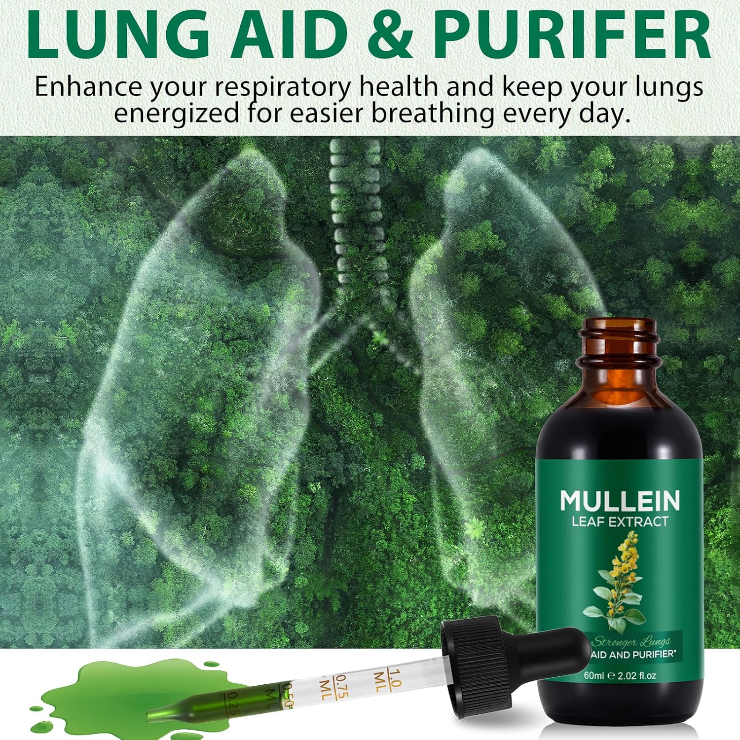 Detalle 2 de 2er Pack Königskerze-Mullein Drops für die Lunge – natürliche Mulleinblatt-Extrakt Tropfen