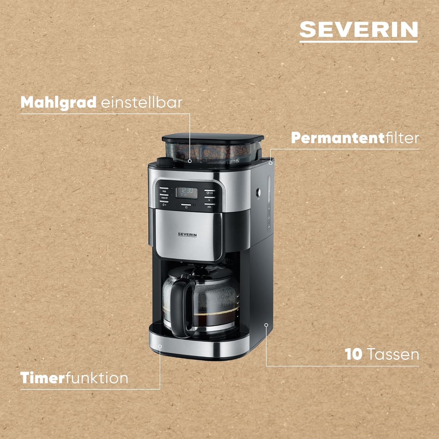 Detalle 2 de Severin KA 4810 Kaffeemaschine 8 Tassen