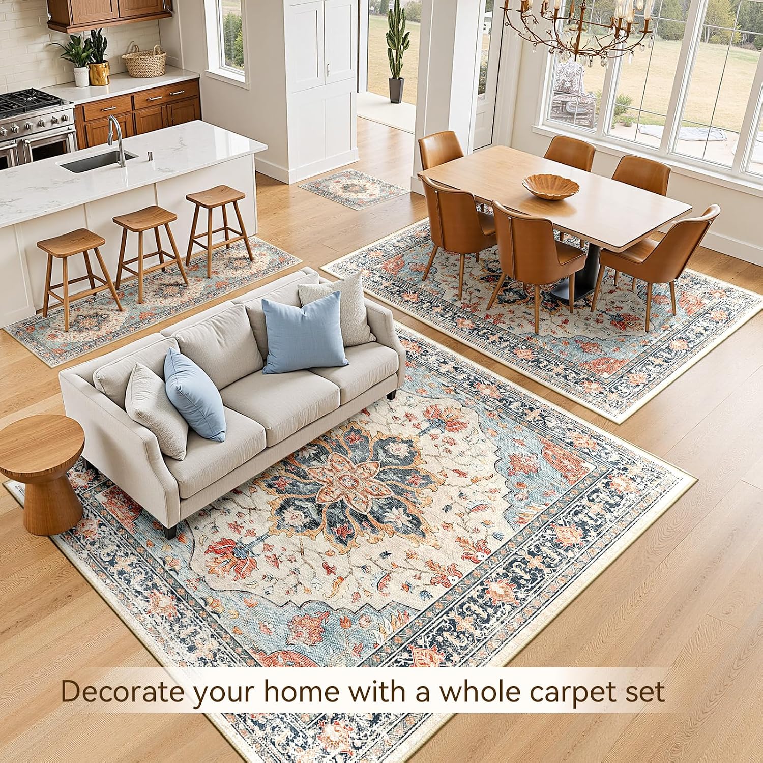 Detalle 2 de RELEANY Area Rug 6'x9' Floral Vintage Medallion