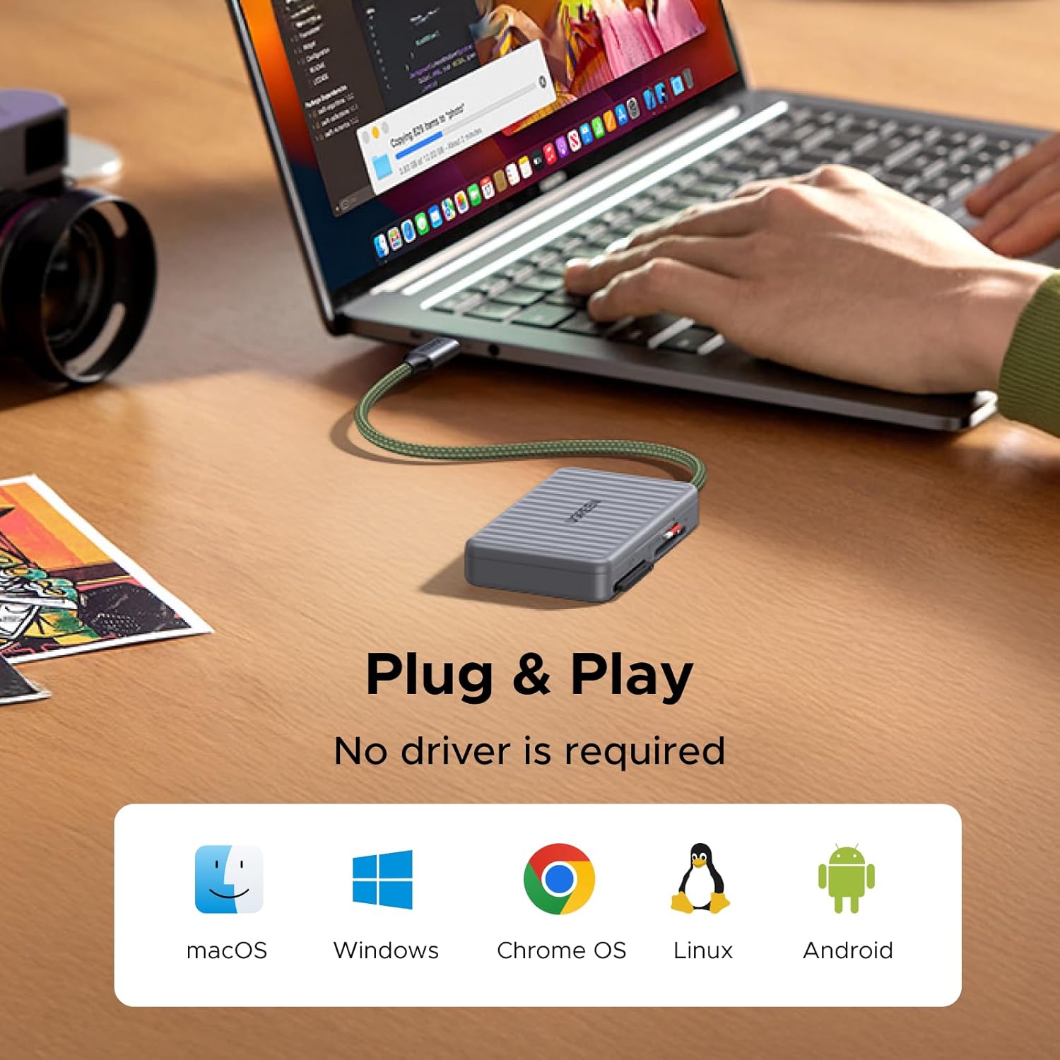 Thumbnail 6 de UGREEN SD Card Reader 3-Slot (2×SD + TF) with 4-Card Storage Case, USB-C OTG 5Gbps