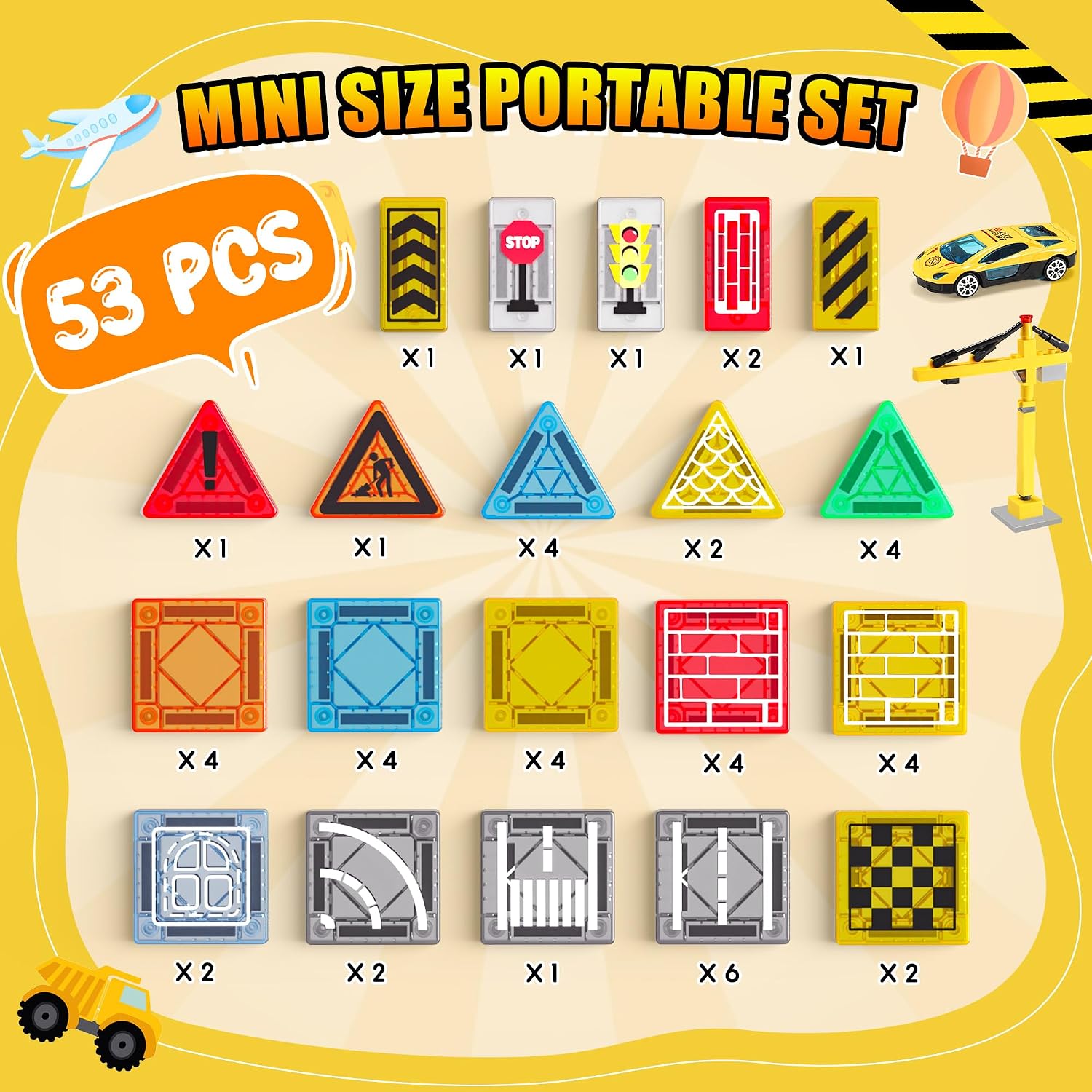 Thumbnail 5 de iKidiki Mini Travel Magnetic Tiles Construction 53 PCS – Compact, Open-Ended Building Fun for 3–8 Year Olds