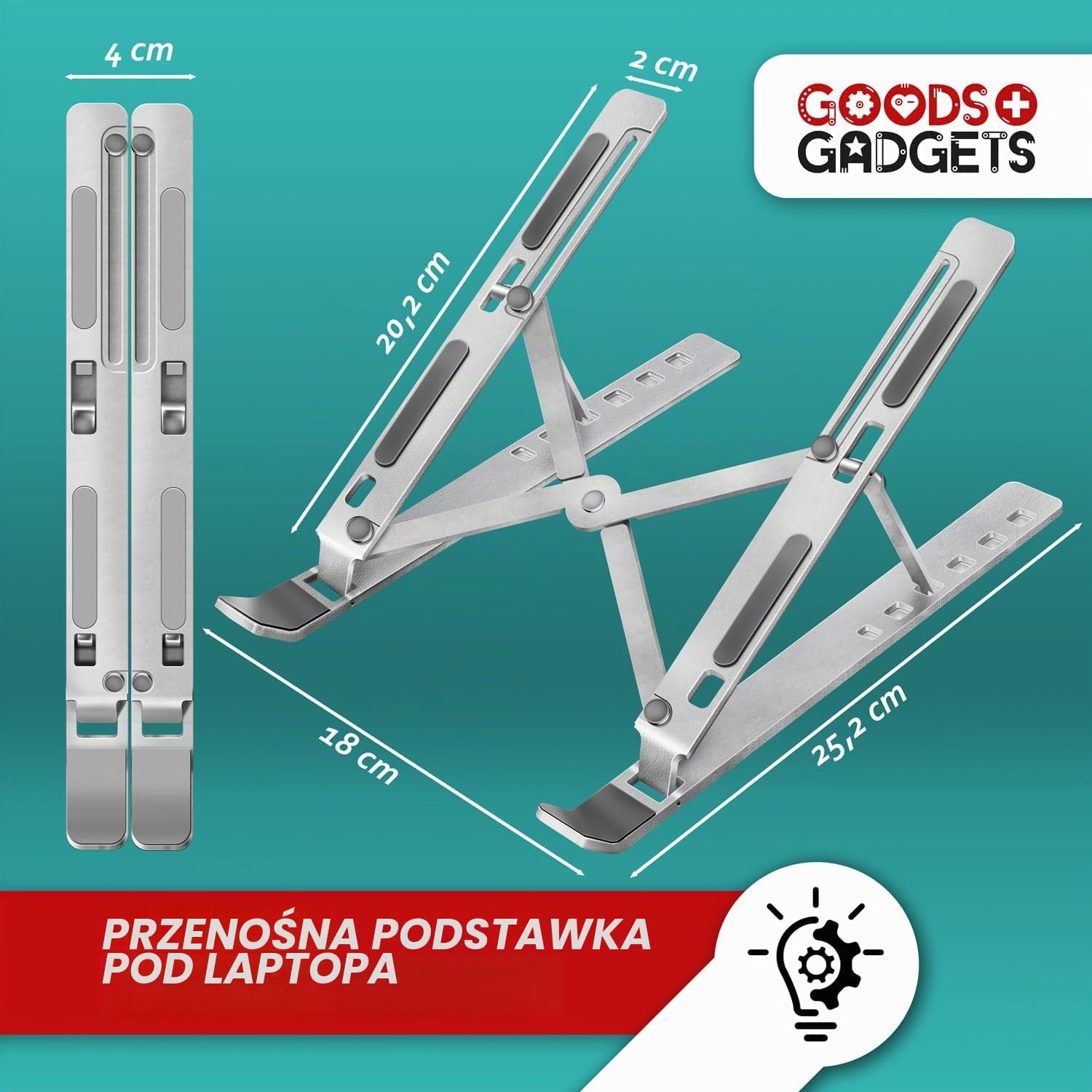 Thumbnail 6 de GOODS+GADGETS składana podstawka pod laptopa z aluminium, regulowana, 10–17″