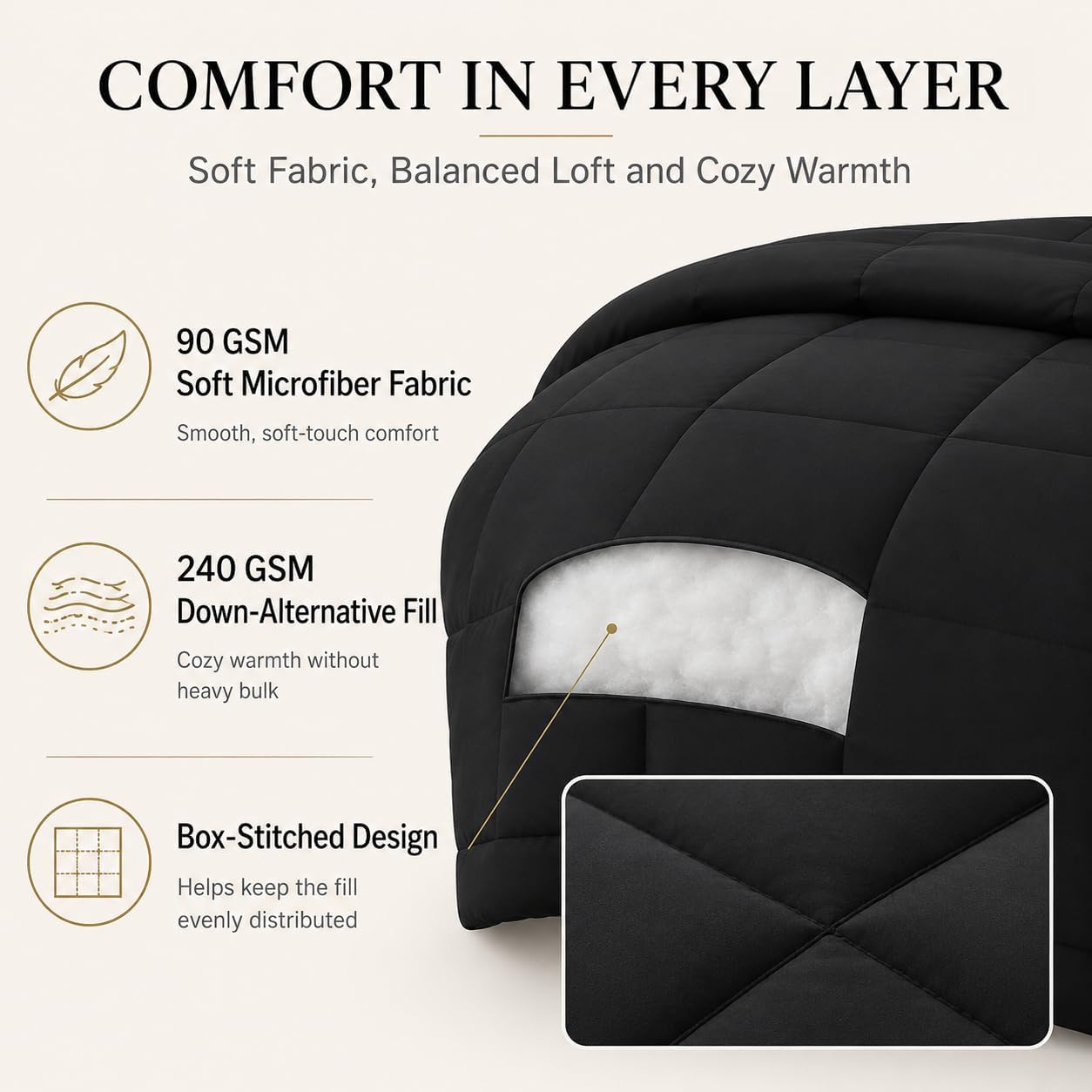 Detalle de CozyLux Queen Comforter Set 7 Piece