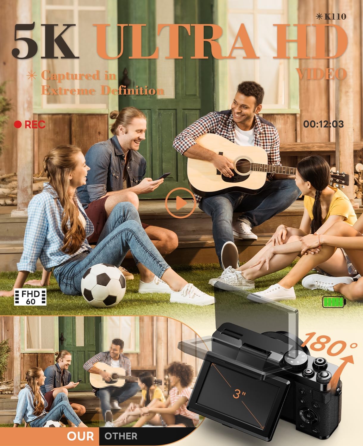 Thumbnail 1 de NBD 5K Digital Camera 64MP with Autofocus & 180° Flip Screen