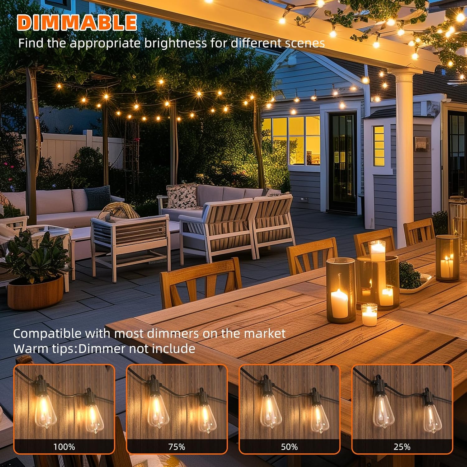 Detalle de Kawaya Outdoor String Lights 150FT