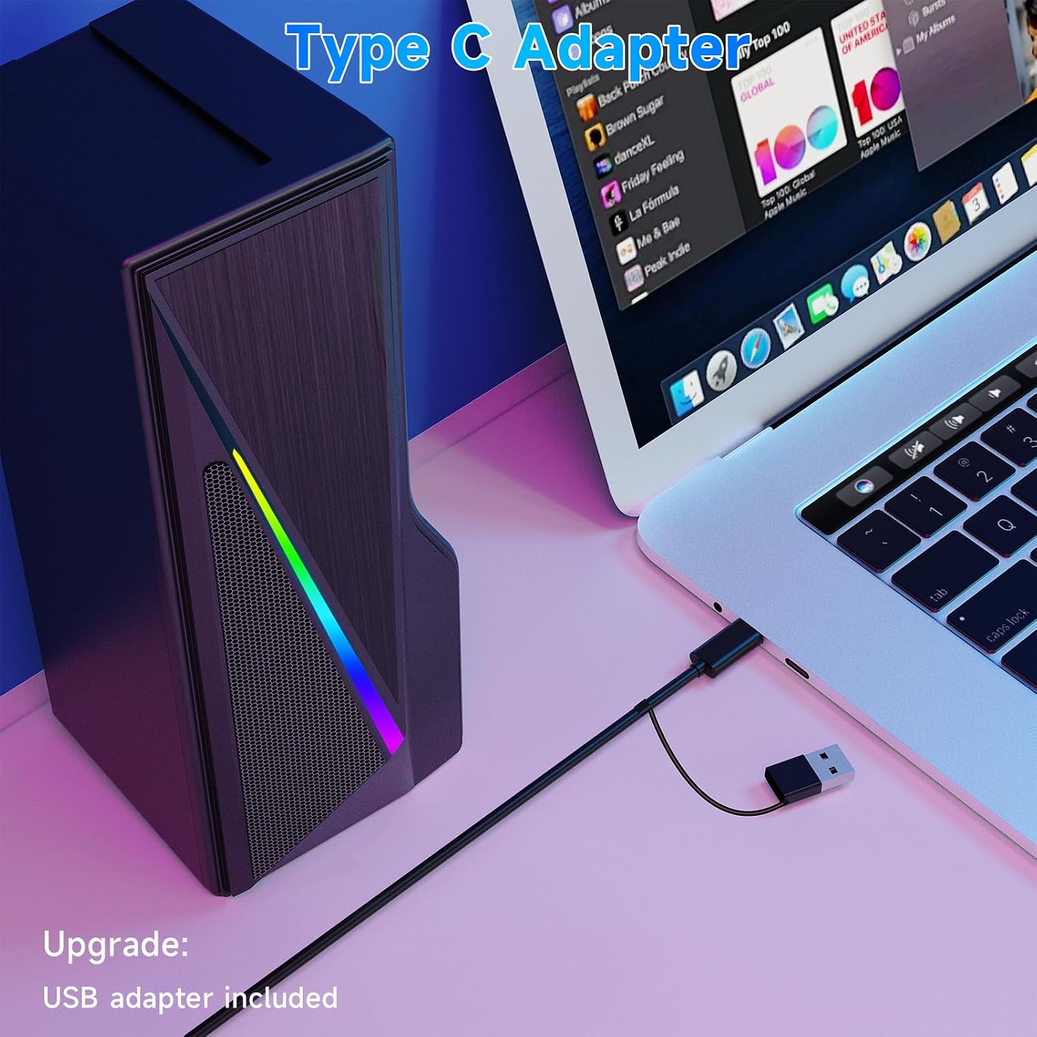 Detalle 2 de AOC Splitx Detachable Computer Speakers, Bluetooth 5.3, 10W RGB