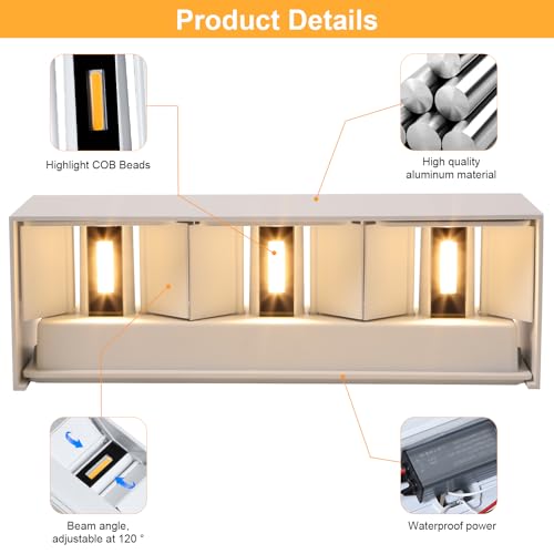 Detalle 2 de Kingwen 2Pack 30W LED Apliques Pared Exterior 🌟