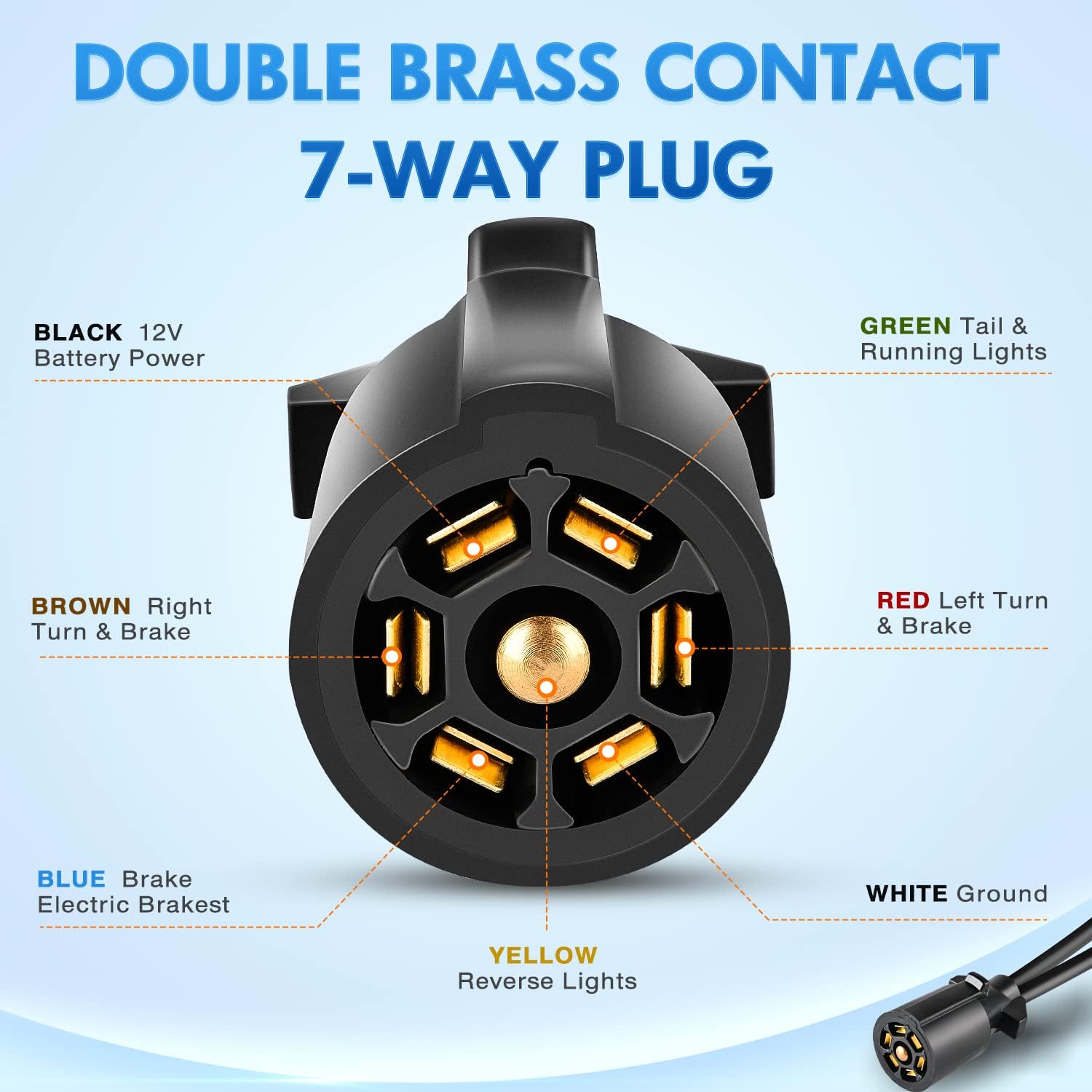 Detalle 2 de Nilight 7-Way Trailer Plug Y Splitter with Double 7Pin Pigtail (Female to Dual Male)