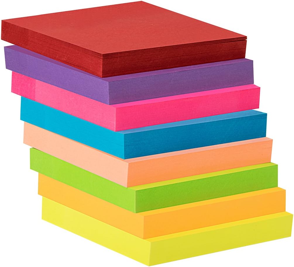 Detalle de ZCZN 8 Feuillets autocollants Sticky Notes couleur vive 76 x 76 mm – 8 blocs, 100 feuilles chacun