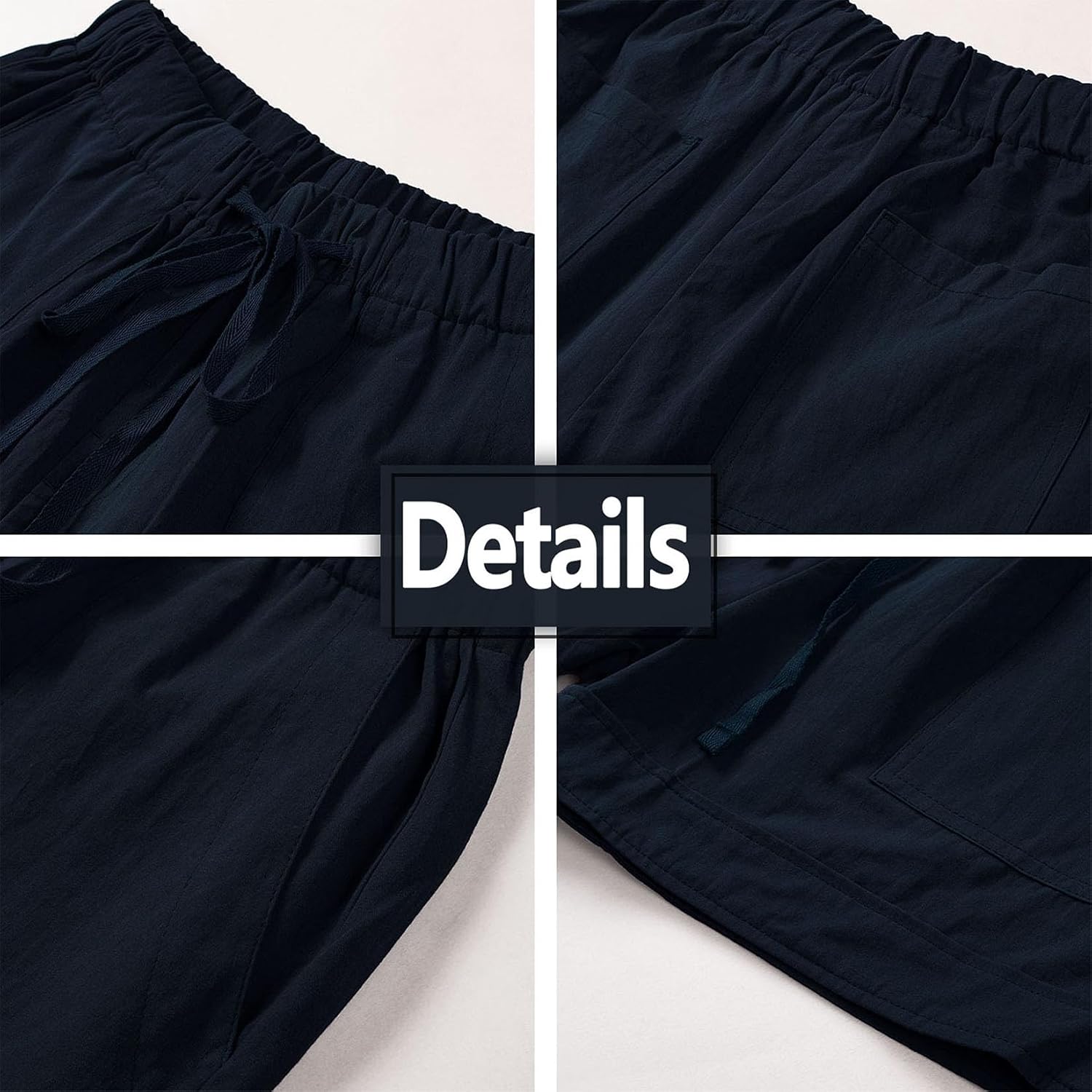 Thumbnail 5 de comefohome Women's UK Summer Drawstring Cotton Elastic Waist Shorts with Pockets