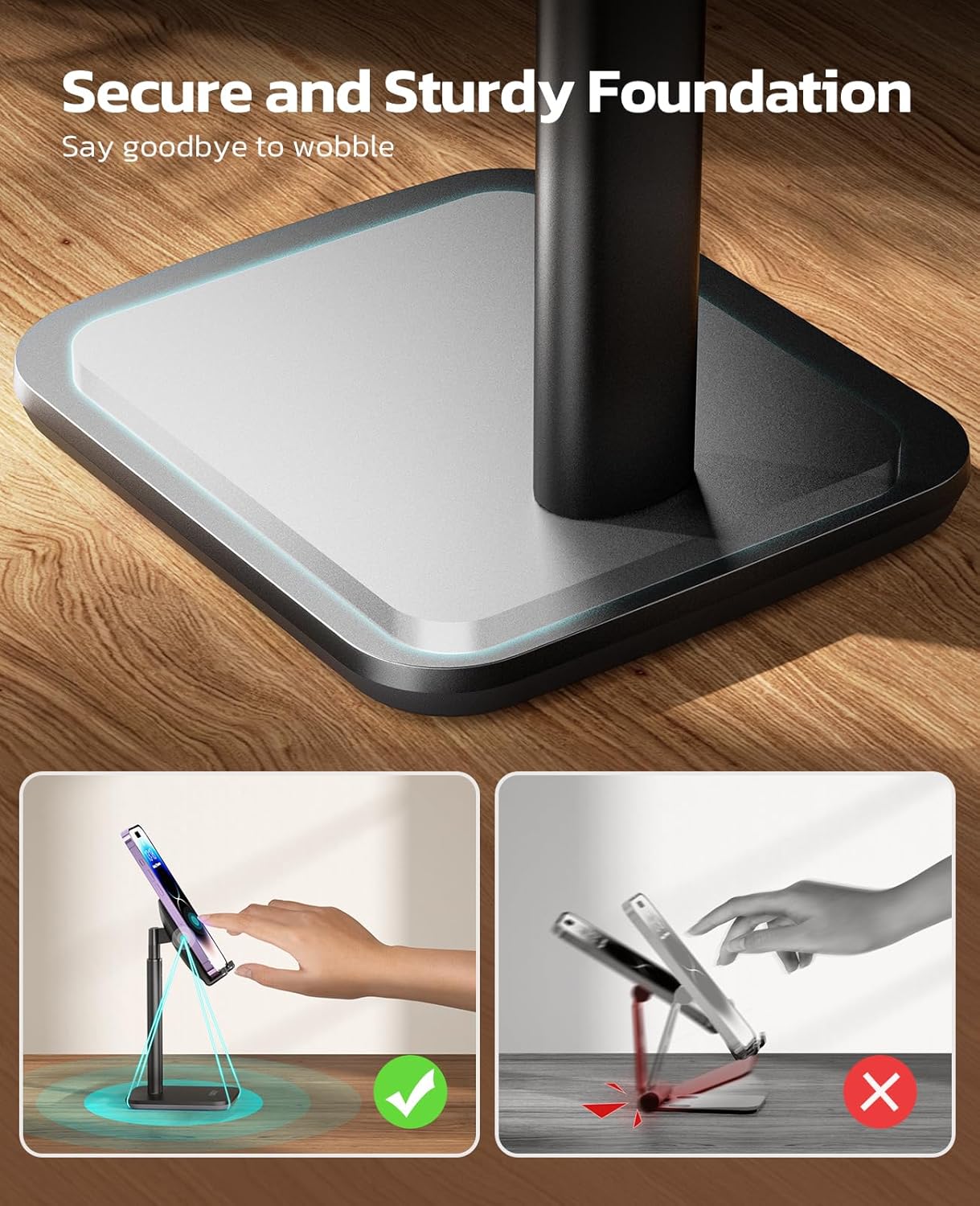 Thumbnail 3 de Nulaxy Phone Stand (T1) – height and angle adjustable desk cradle for phones 4–8 inches, black