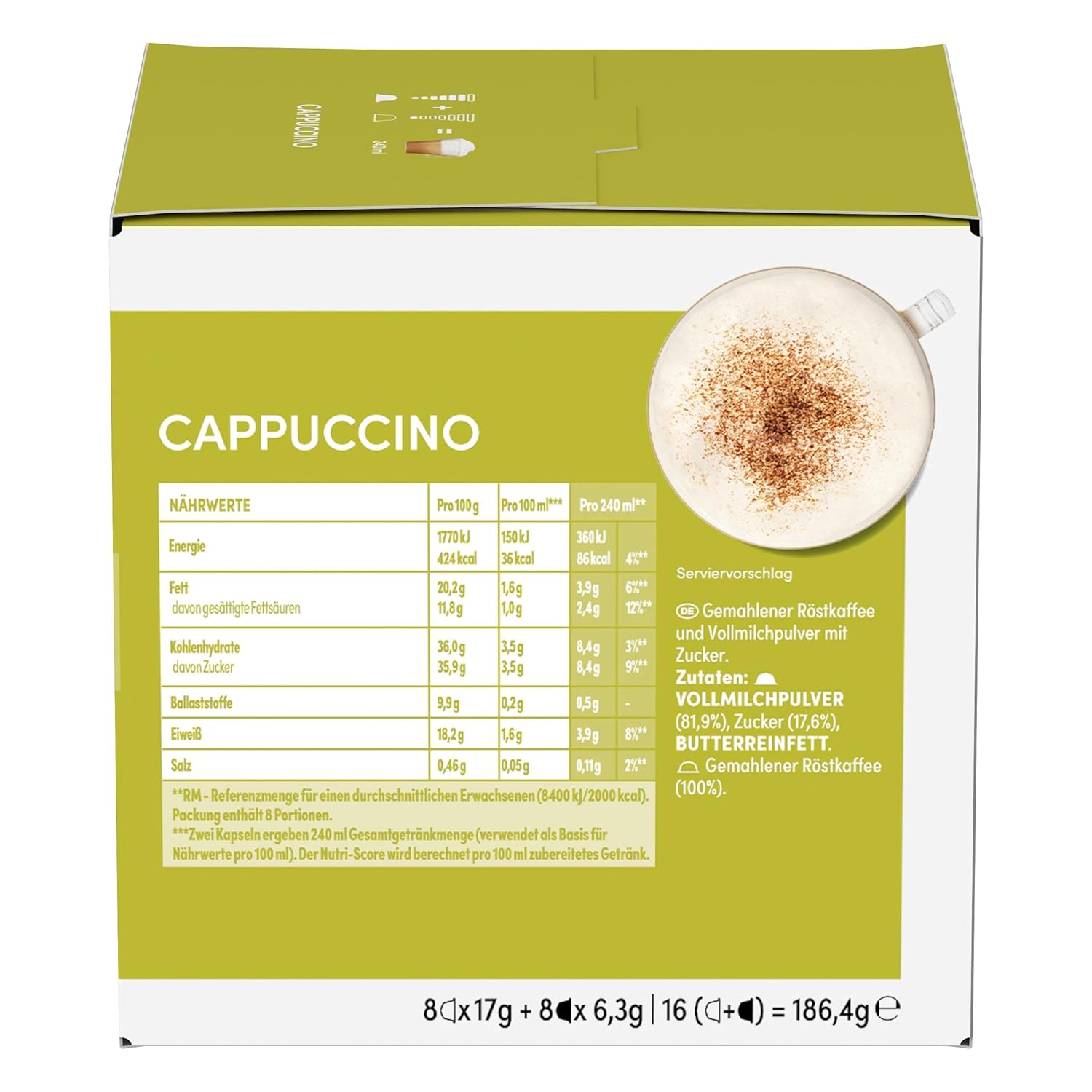 Detalle 2 de NESCAFÉ Dolce Gusto Cappuccino Kaffeekapseln – 6er Pack (6 × 16 Kapseln)