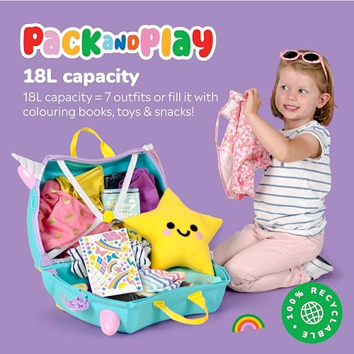 Thumbnail 4 de Trunki Unicorn Teal Ride-On Suitcase: The Colourful 18L Cabin Companion for Little Travellers