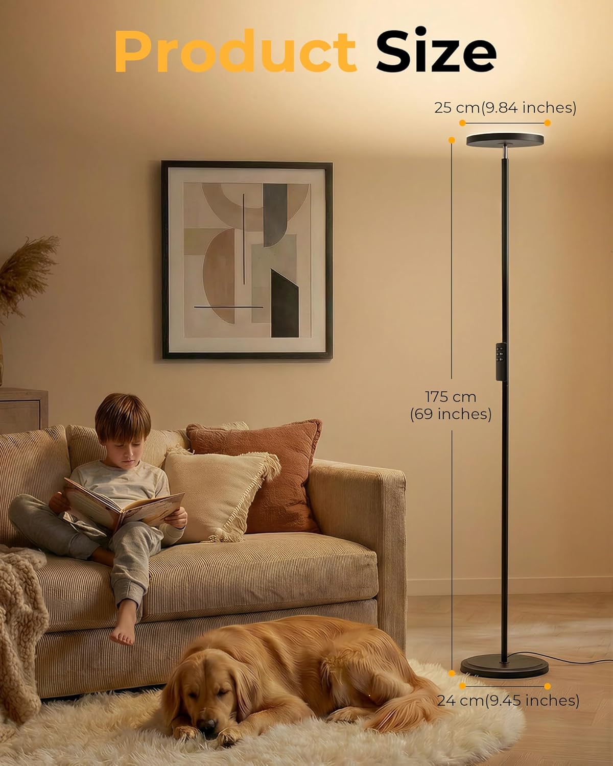 Thumbnail 1 de Peiyuu Tall LED Floor Lamp for Living Room — 2800LM, 2700–6500K Stepless Dimmable with Remote, Foot Switch and 1H Timer