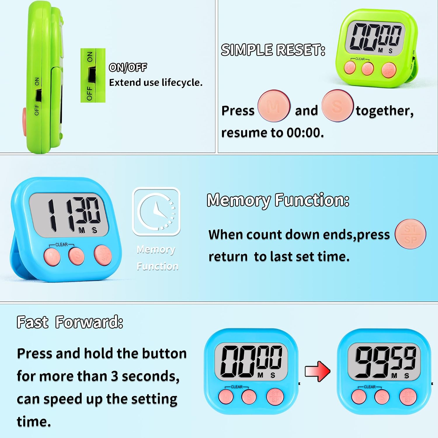 Thumbnail 4 de Digital Kitchen Timer, 12-Pack