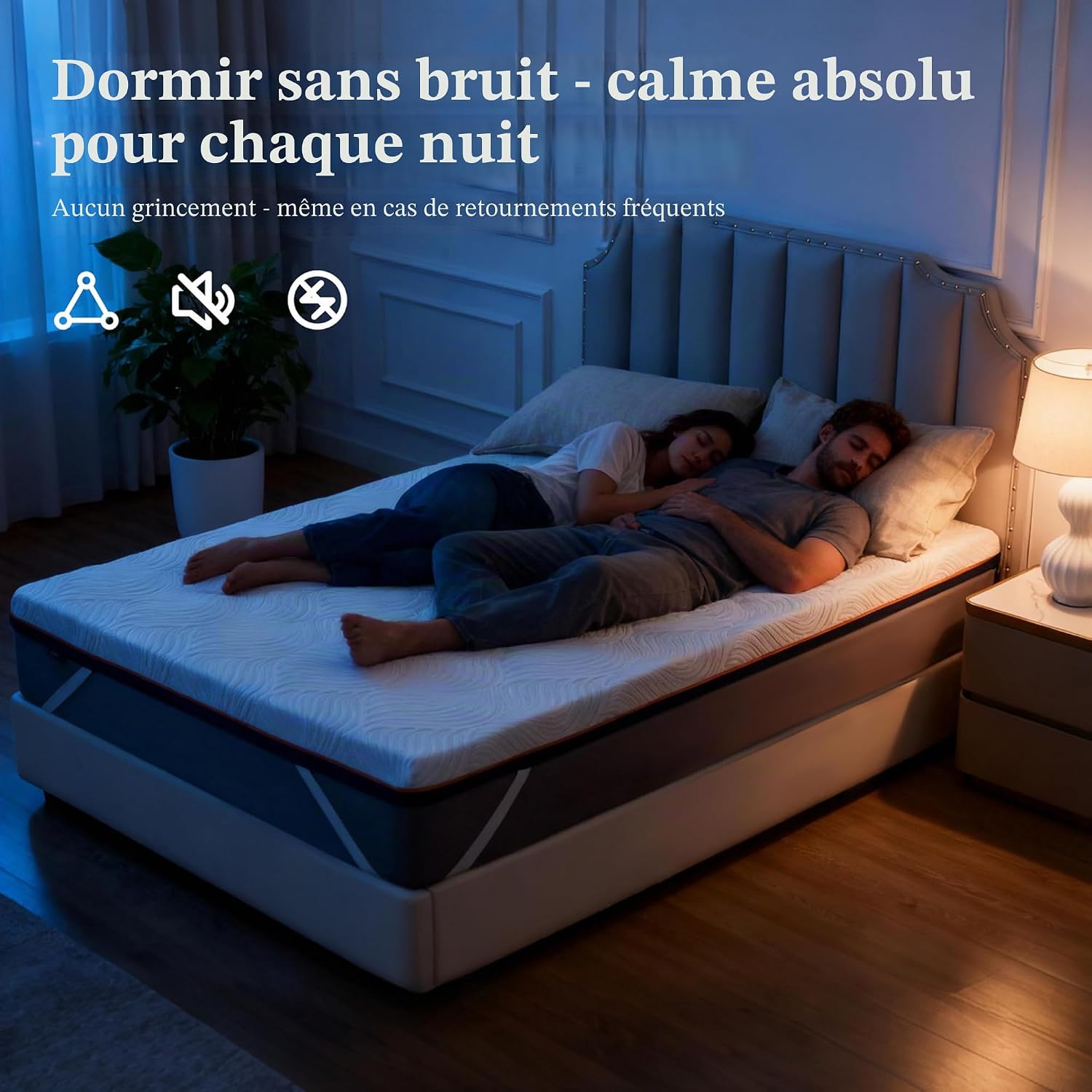 Detalle de Solviente Surmatelas Mémoire de Forme 80x200cm – Gel Infusé, 10 cm, Haute Densité
