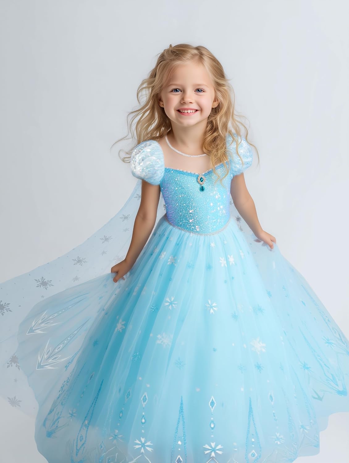 Detalle de BLINGCOS Princess Costume with RGB LED Lights for Girls (Ages 3–9) – Music-Sync Interactive Dress