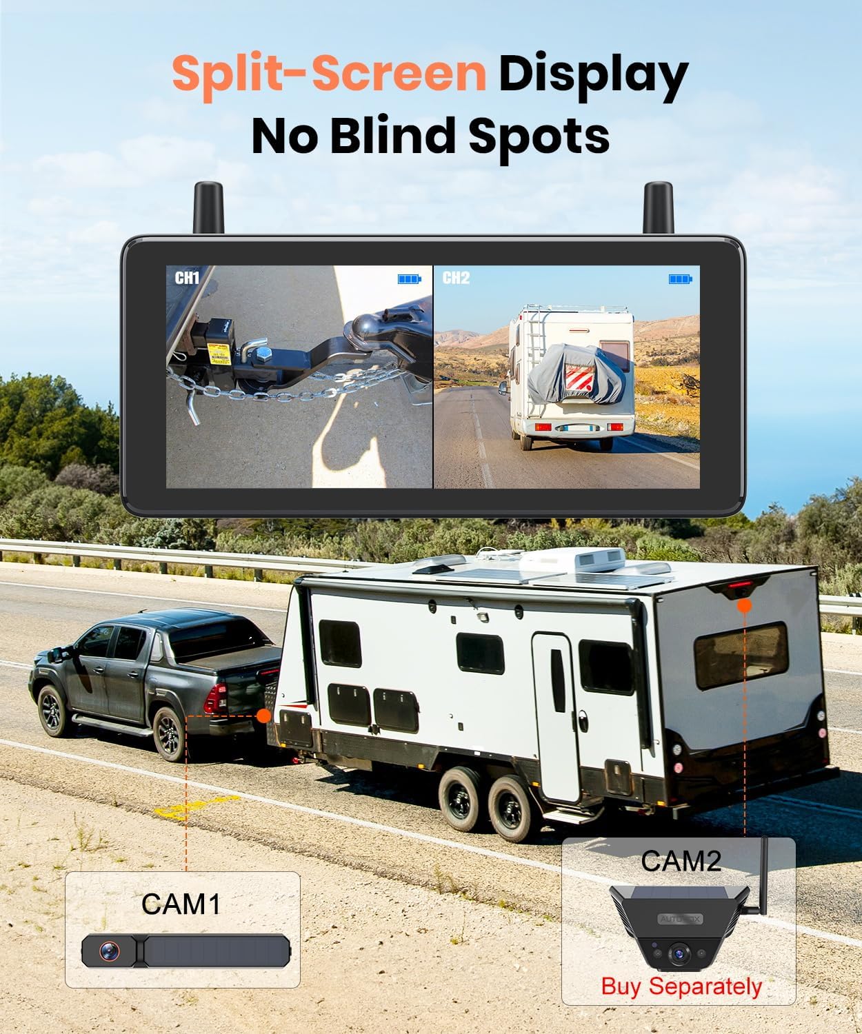 Thumbnail 5 de AUTO-VOX 7.2" DVR Portable Solar Wireless Backup Camera