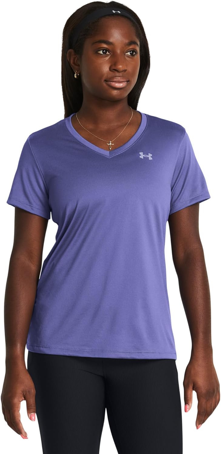 Detalle 2 de Under Armour Damen Tech Short Sleeve V-Neck T-Shirt – leicht, flexibel und kühl im Training