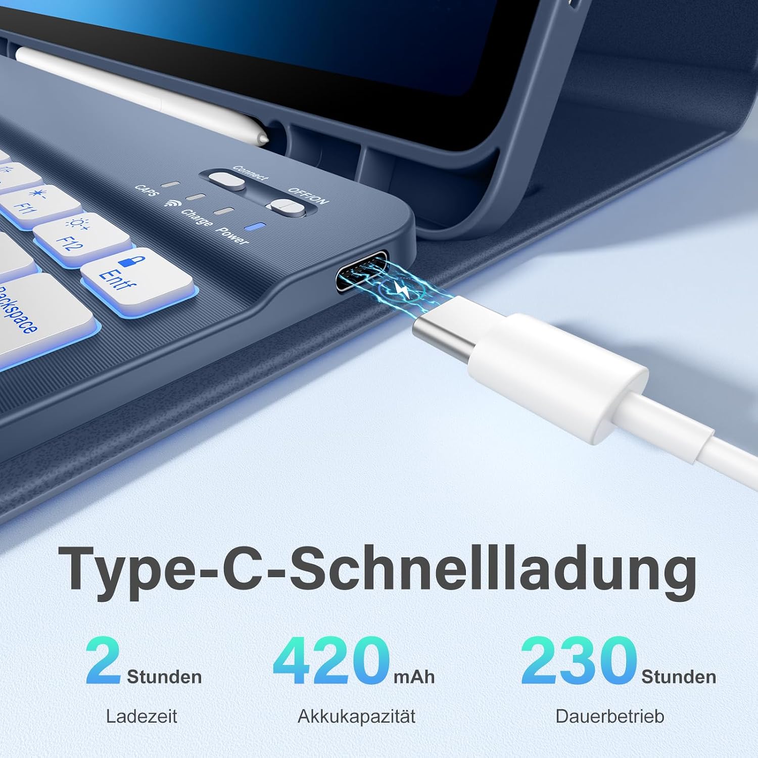 Detalle 2 de Vobafe Tastatur Hülle 10,9 Zoll