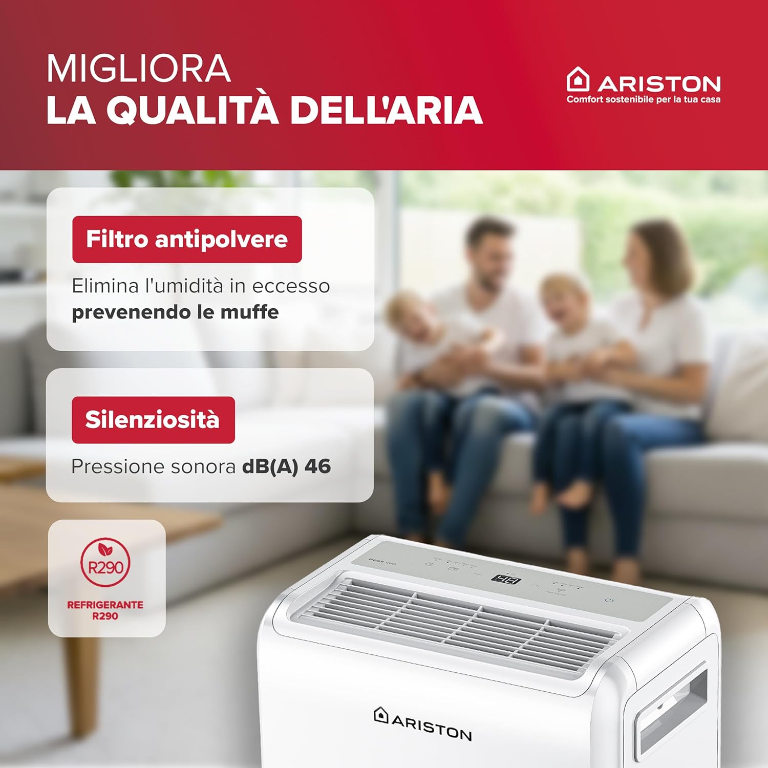 Thumbnail 2 de Ariston DEOS 12 EVO: deumidificatore portatile per ambienti fino a 31 m²