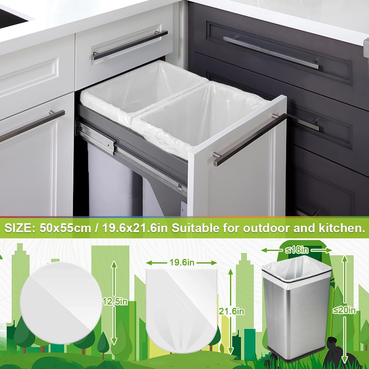 Detalle 2 de OKKEAI 20l bin liners for small bins