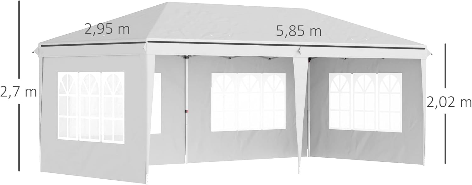 Thumbnail 6 de Outsunny Tonnelle de Jardin extérieure Pop-up Pliante 3x6 m – Barnum 3 côtés démontables, blanc