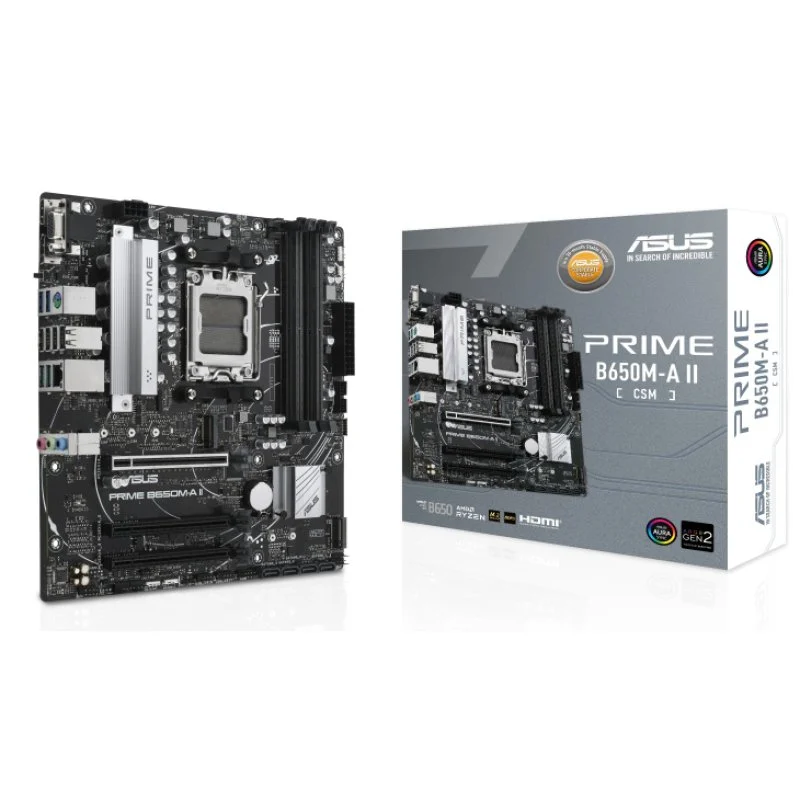 Detalle de ASUS PRIME B650M-A II-CSM: placa base AM5 compacta para Ryzen 7000 con buenas opciones de ajuste