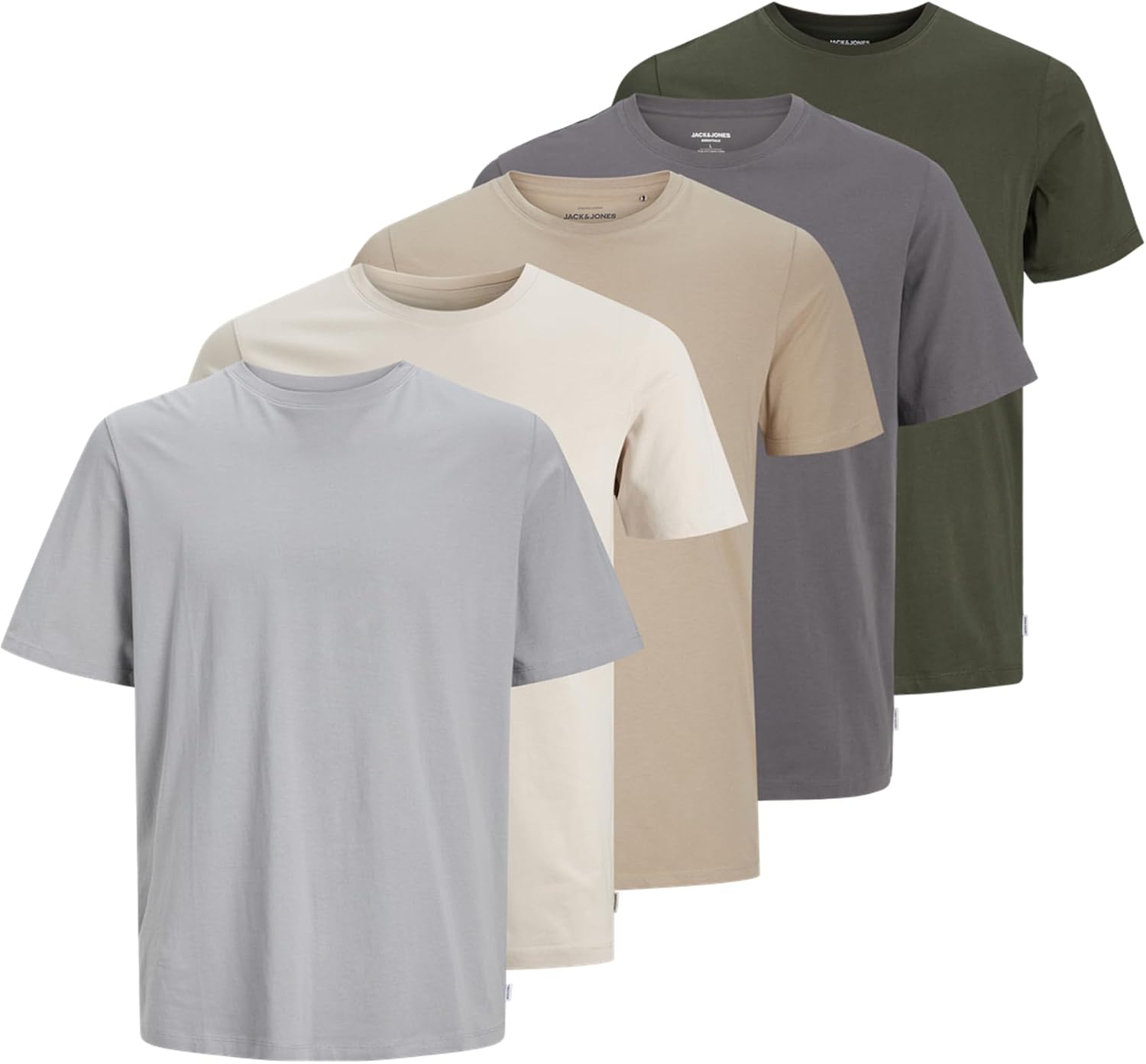 Detalle de Jack & Jones Jjeorganic Lot de 5 T-Shirts Basiques pour Homme