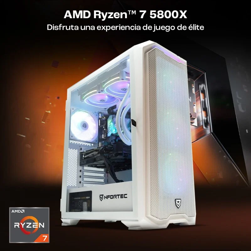 Detalle de PcCom Ready AMD Ryzen 7 5800X, 32GB, 1TB SSD, RTX 4060 Ti + Windows 11 Home – Blanco