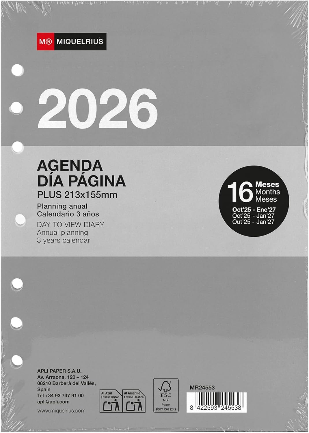 Thumbnail 4 de Miquelrius Recambio agenda anillas 2026 16 meses