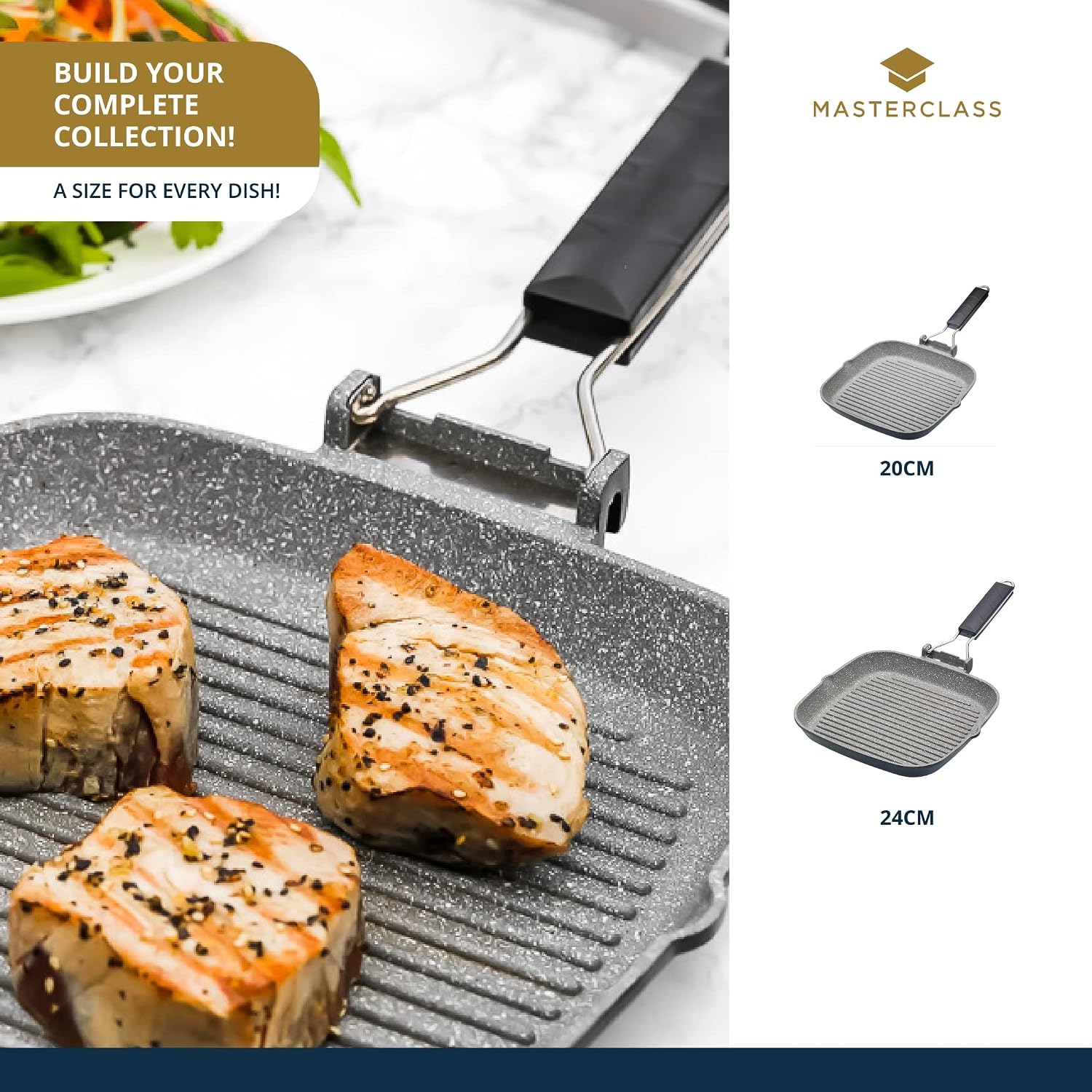Thumbnail 6 de MasterClass 24 cm Non-Stick Induction Griddle Pan with Folding Handle
