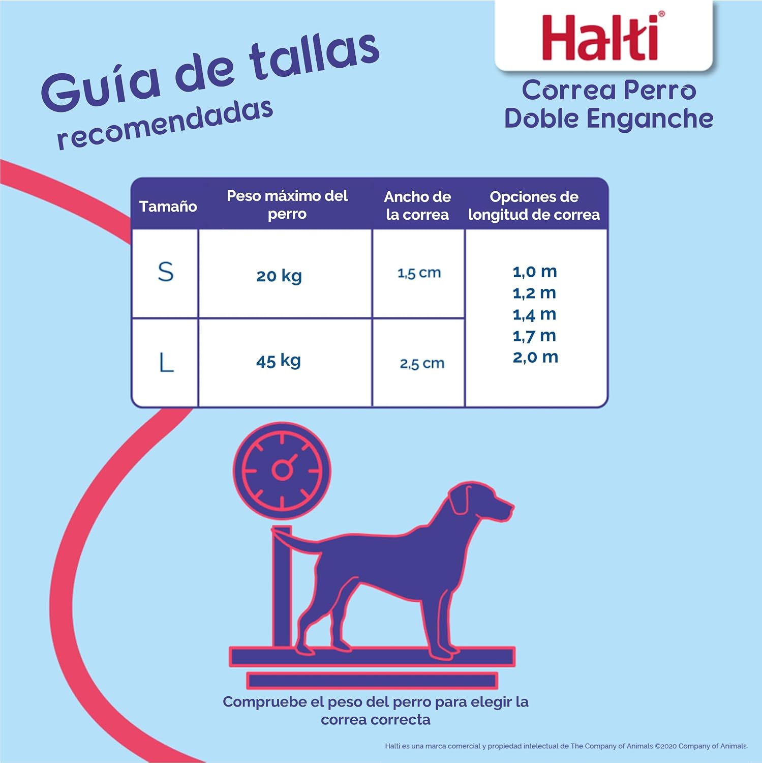 Detalle 2 de HALTI Correa doble enganche L, neopreno reflectante 🐕