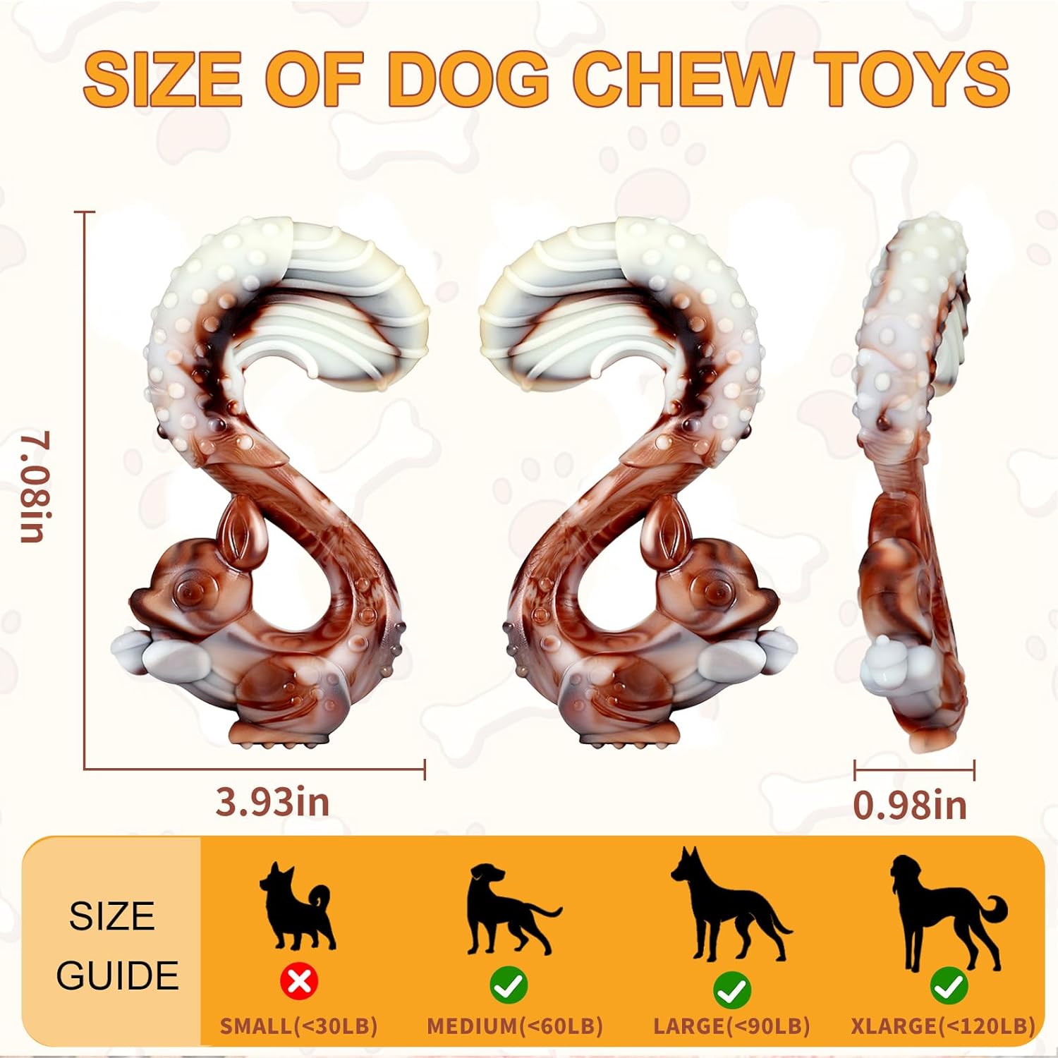 Thumbnail 5 de Herspany Indestructible Dog Chew Toy (Tough Beef-Flavoured Nylon) – Squirrel shape for aggressive chewers