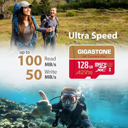Thumbnail 1 de Gigastone 128GB Micro SD Card (5-Year Data Recovery) — 4K Video, U3 A2 V30, for GoPro, Drone, Nintendo Switch, and More