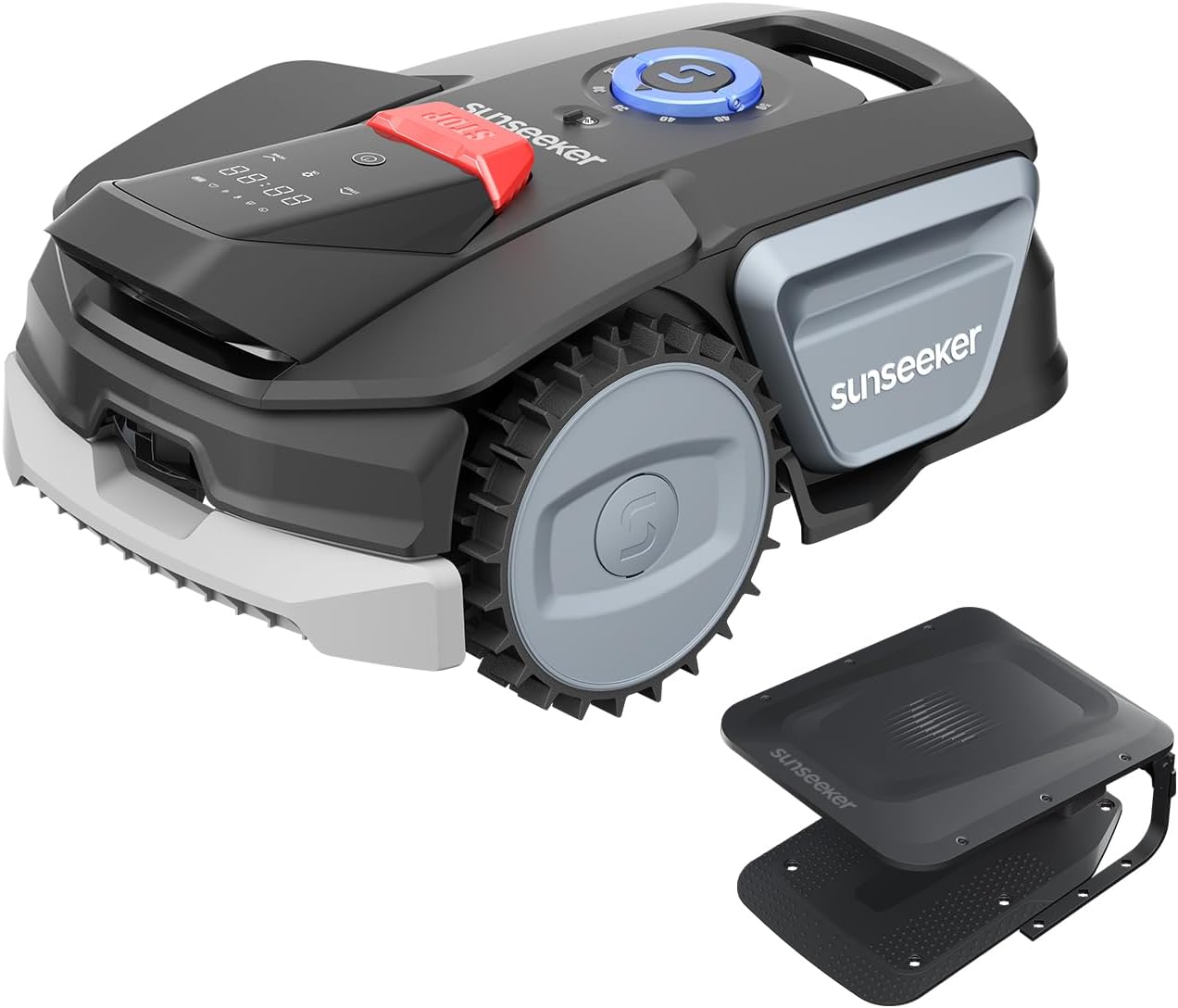 Detalle de Sunseeker V1 con Garage: robot tagliaerba senza filo per giardini fino a 300 m²