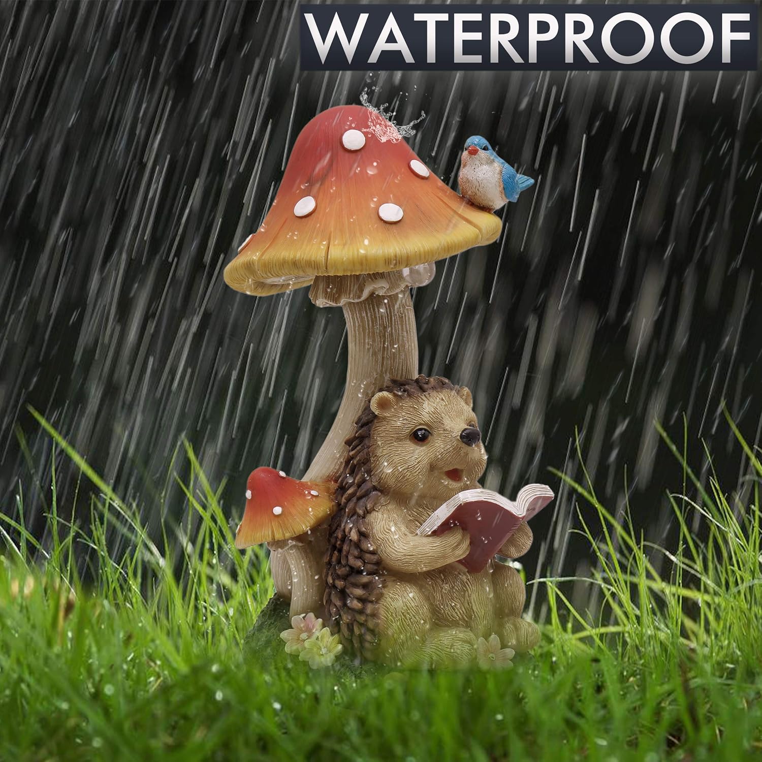 Thumbnail 4 de TERESA'S COLLECTIONS Garden Ornaments: Lovely Hedgehog and Mushroom with Solar Lights